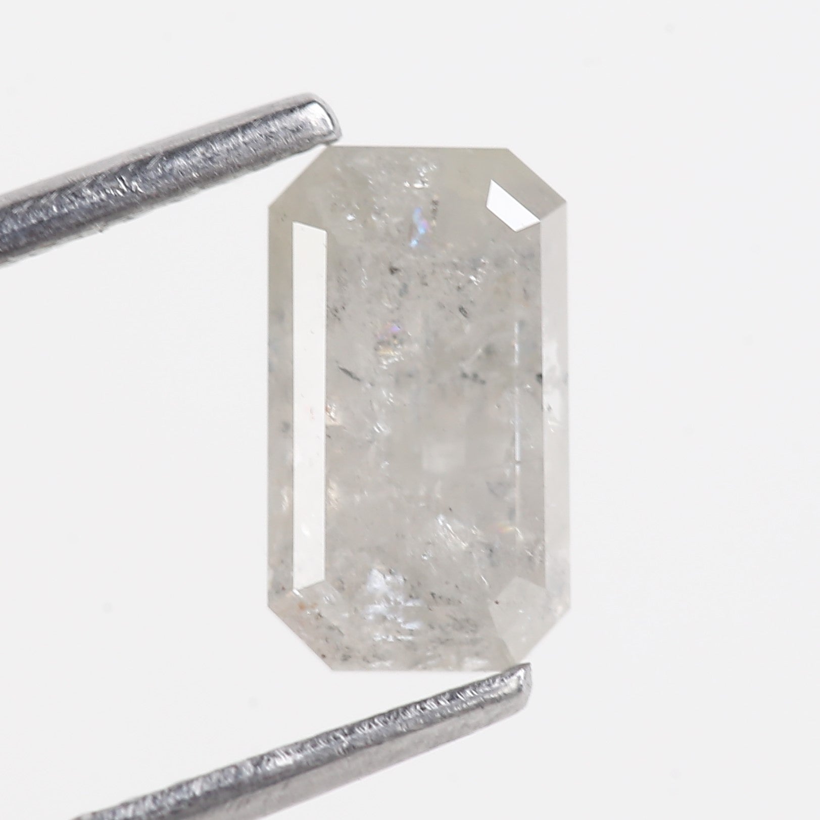 1.51 CT Emerald Cut Icy Salt and Pepper Loose Diamond 8.17 MM