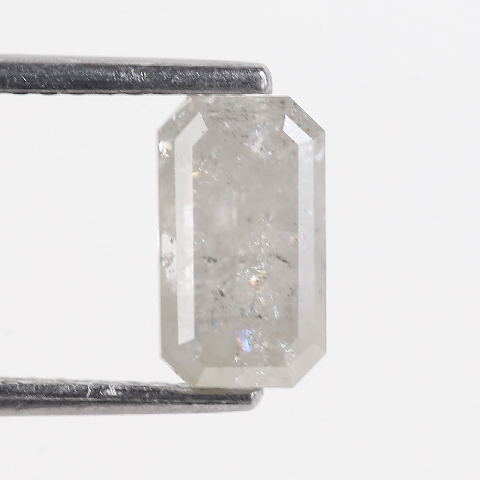 1.51 CT Emerald Cut Icy Salt and Pepper Loose Diamond 8.17 MM
