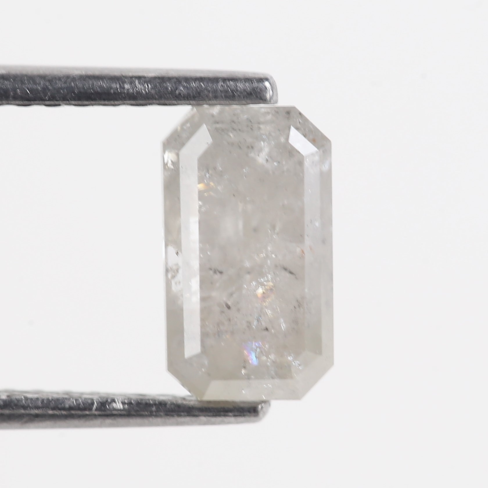 1.51 CT Emerald Cut Icy Salt and Pepper Loose Diamond 8.17 MM