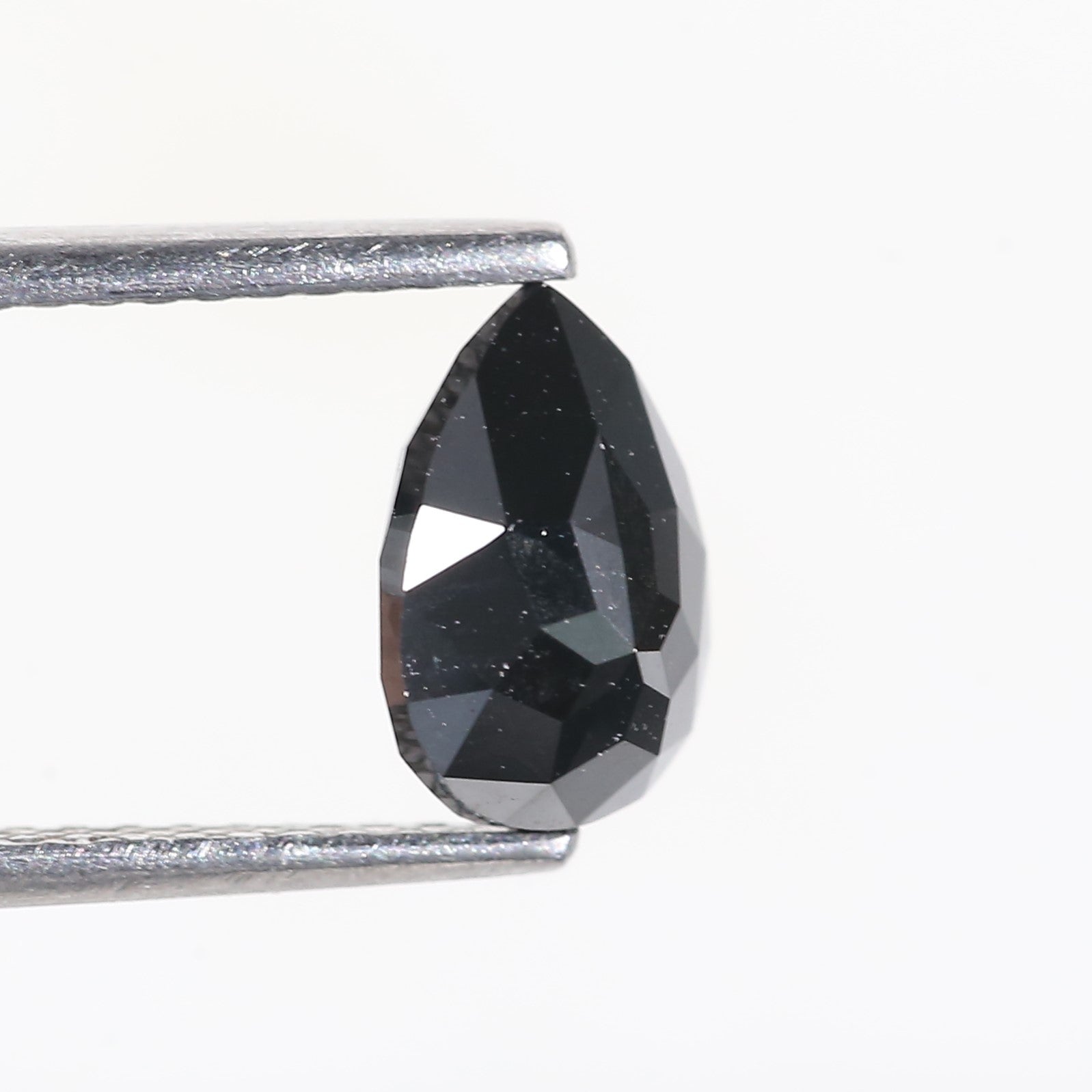 1.30 Carat Natural Rose Cut Pear Black Diamond 8 MM