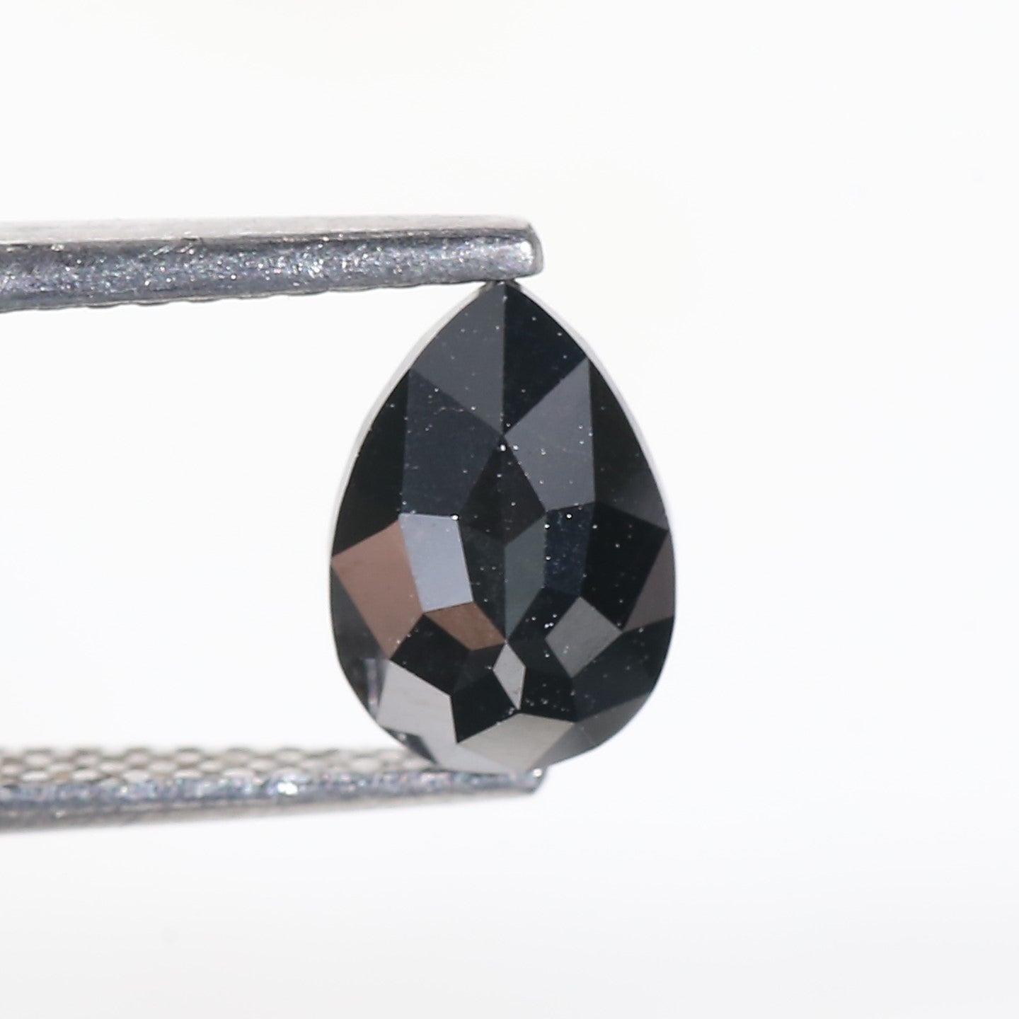 1.30 Carat Natural Rose Cut Pear Black Diamond 8 MM