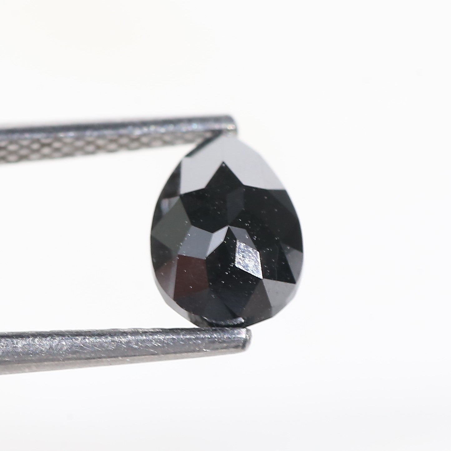 1.30 Carat Natural Rose Cut Pear Black Diamond 8 MM
