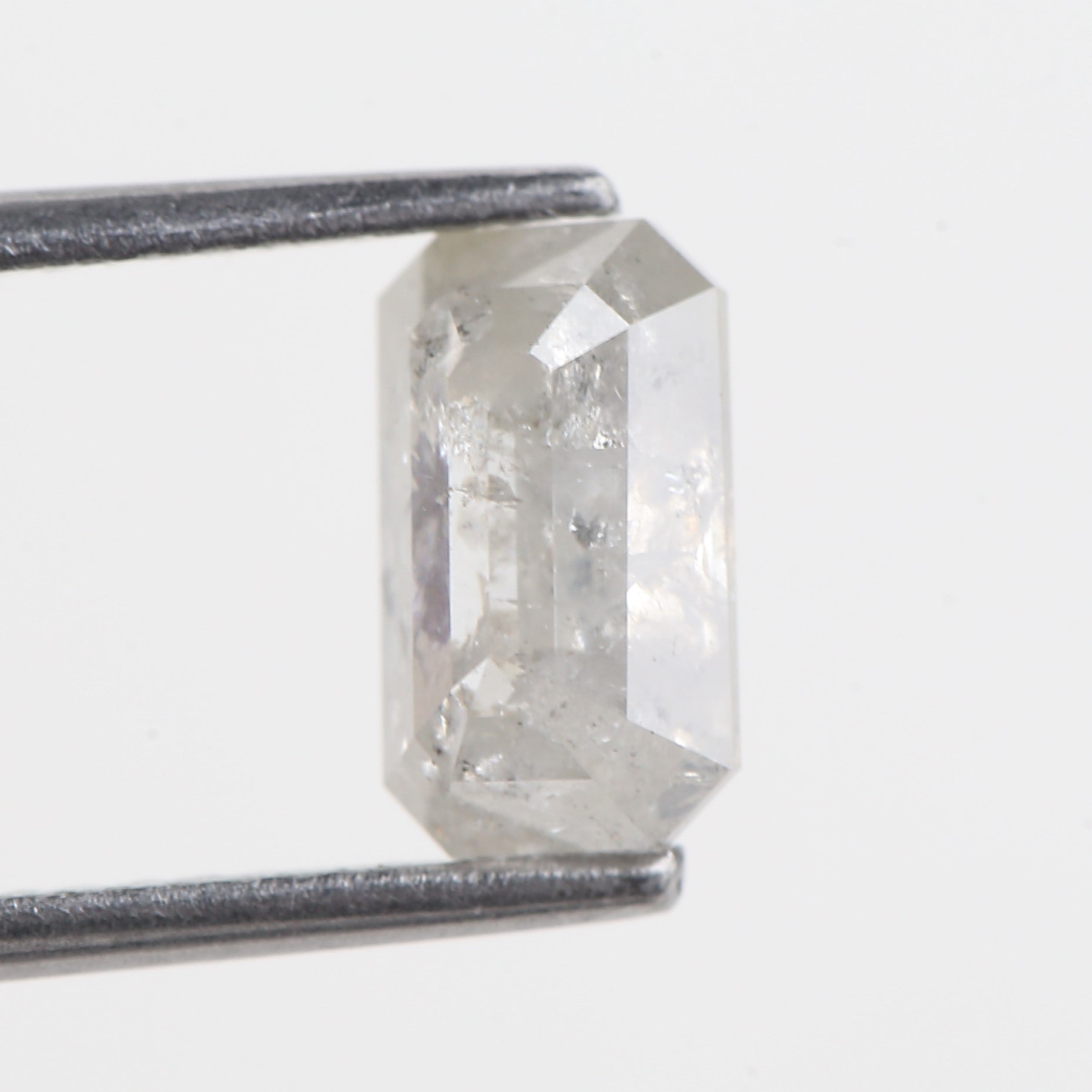 1.51 CT Emerald Cut Icy Salt and Pepper Loose Diamond 8.17 MM