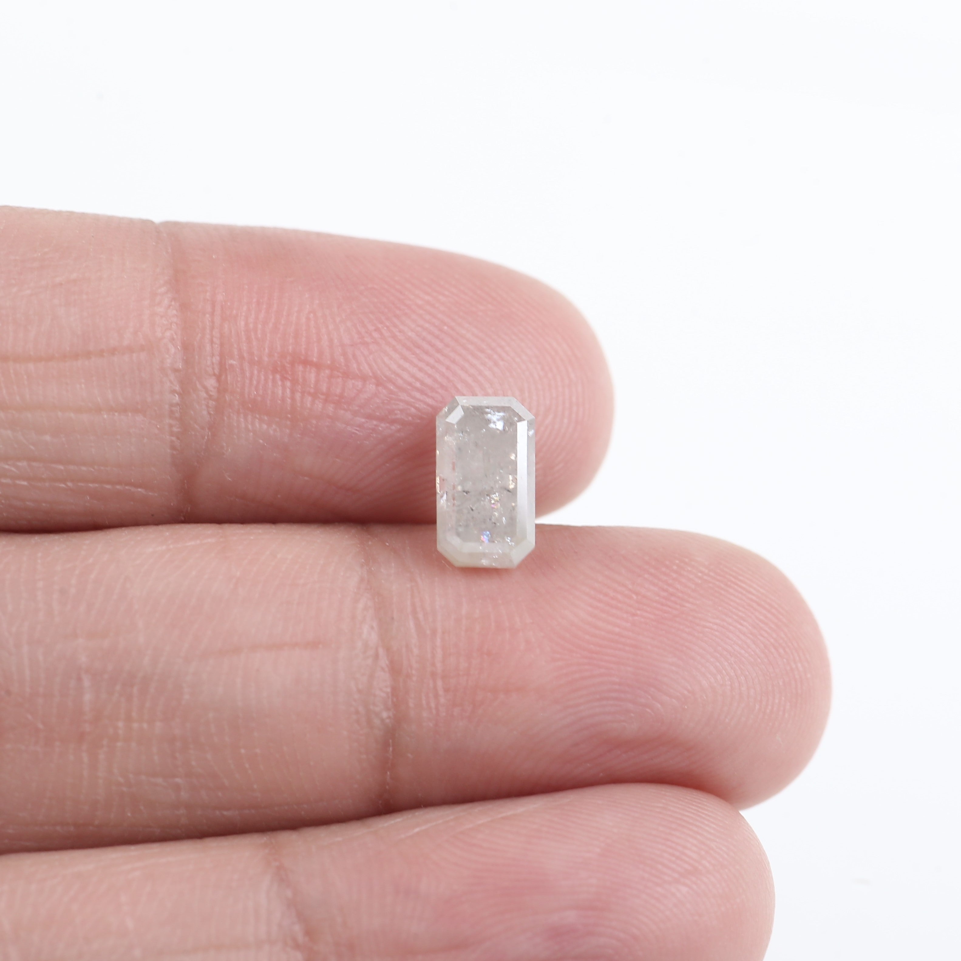 1.51 CT Emerald Cut Icy Salt and Pepper Loose Diamond 8.17 MM