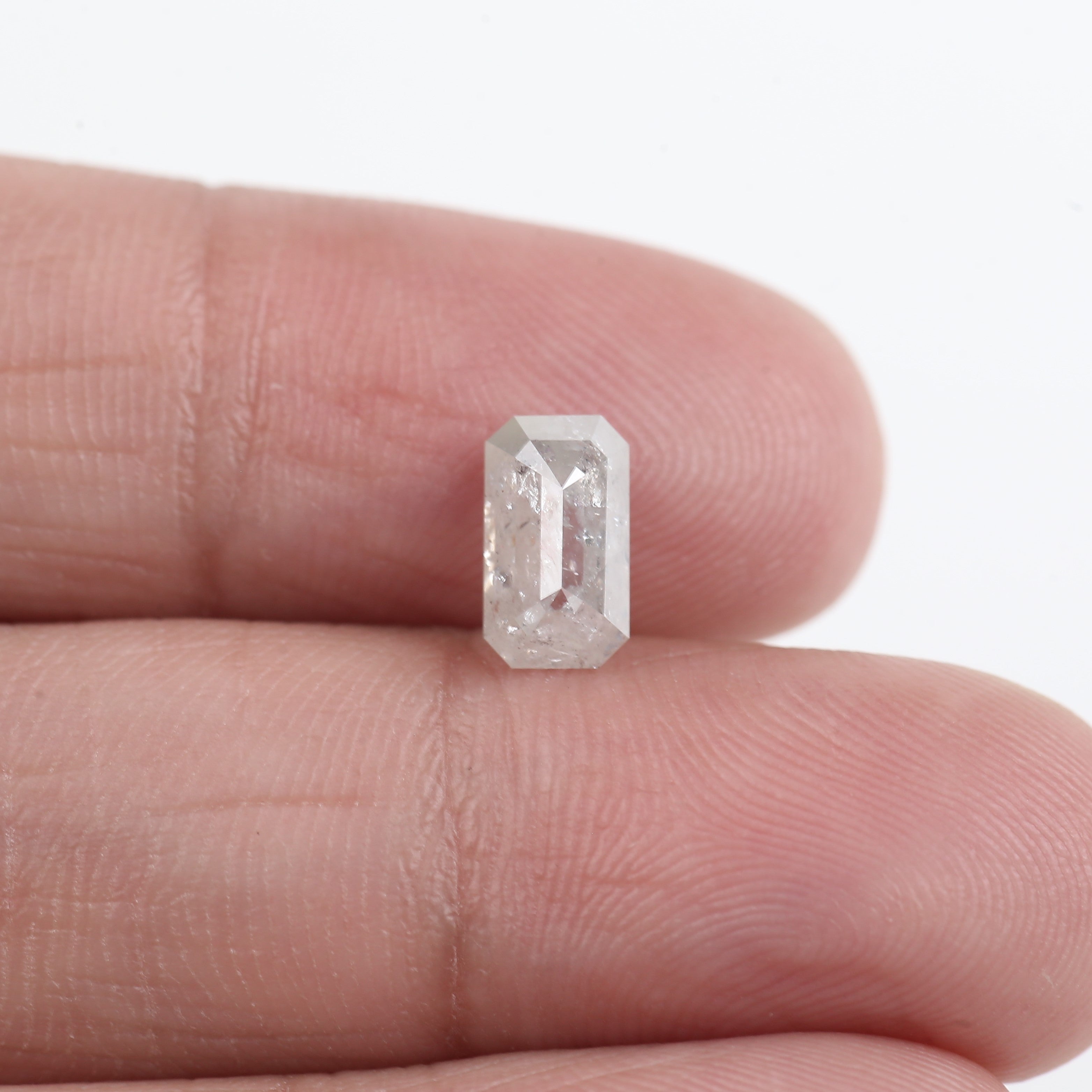 1.51 CT Emerald Cut Icy Salt and Pepper Loose Diamond 8.17 MM