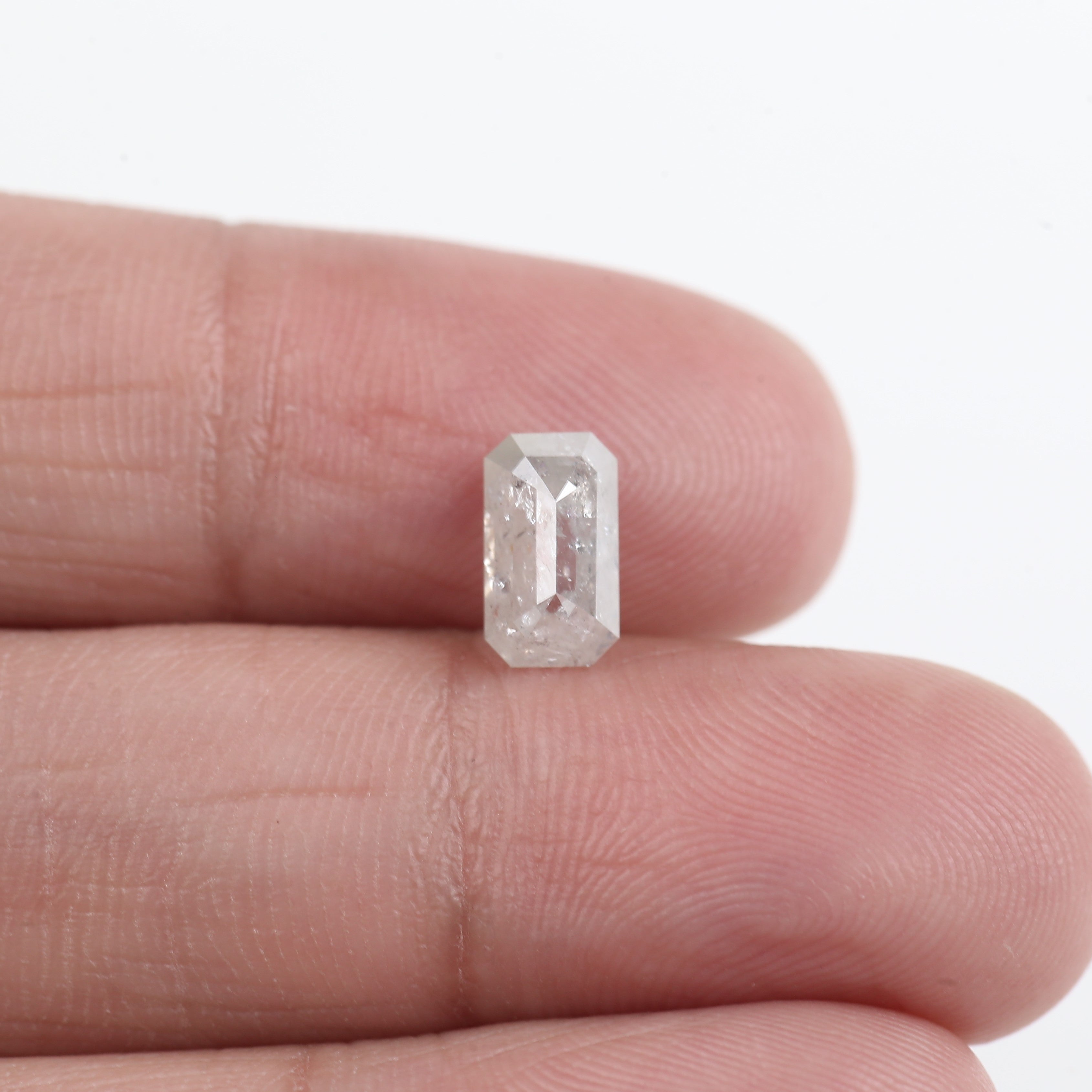 1.51 CT Emerald Cut Icy Salt and Pepper Loose Diamond 8.17 MM