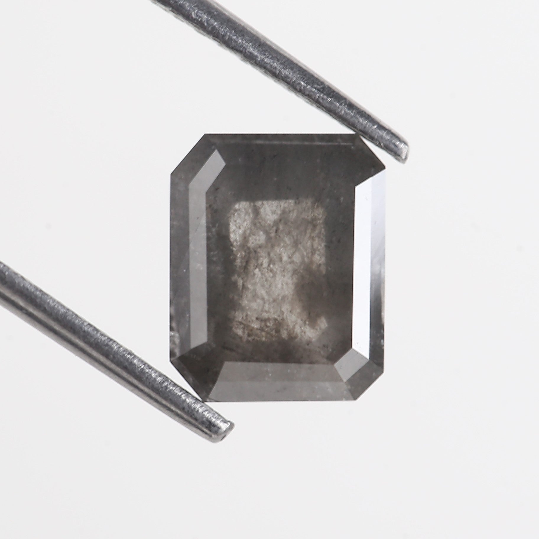 2 Carat Salt And Pepper Diamond Emerald Cut Gray Natural Loose 8.17 MM