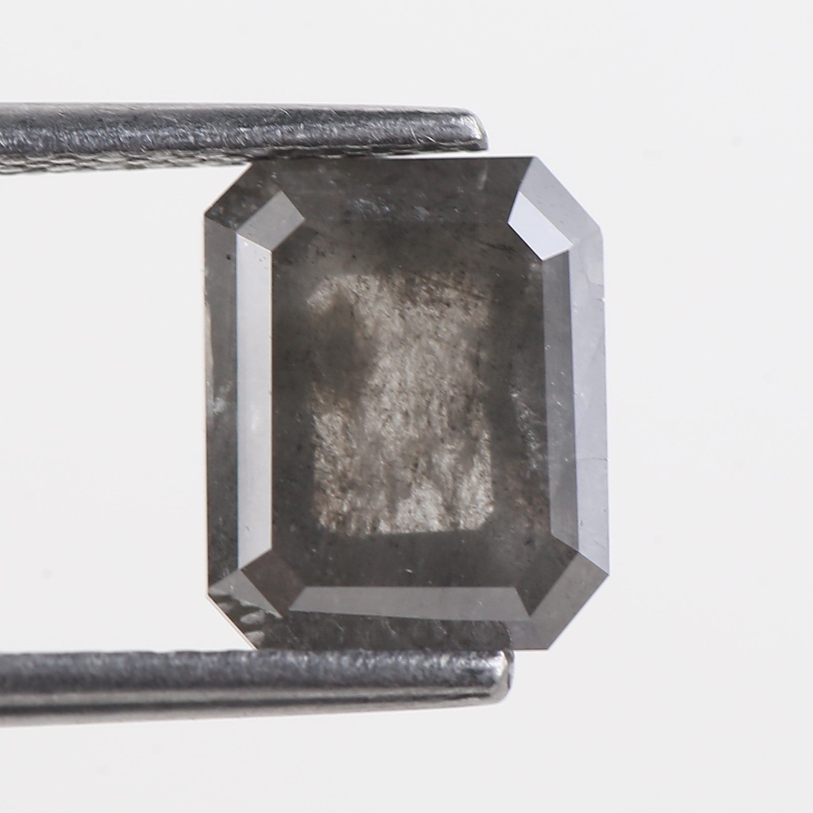 2 Carat Salt And Pepper Diamond Emerald Cut Gray Natural Loose 8.17 MM