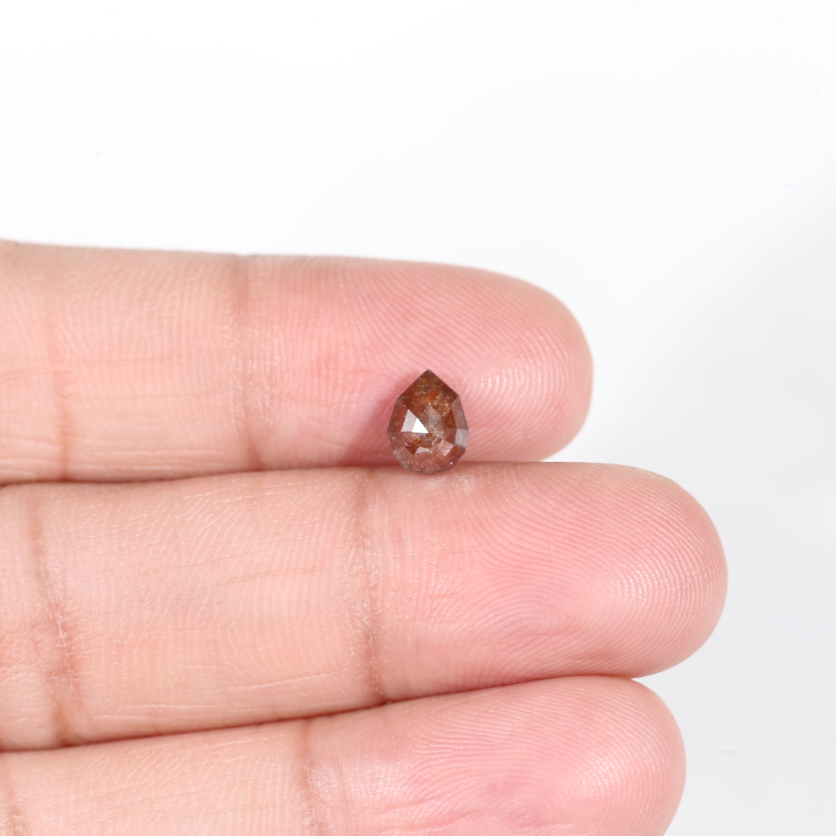 1 Ct Red Salt and pepper Diamond Pear Modified Cut 6.9 MM