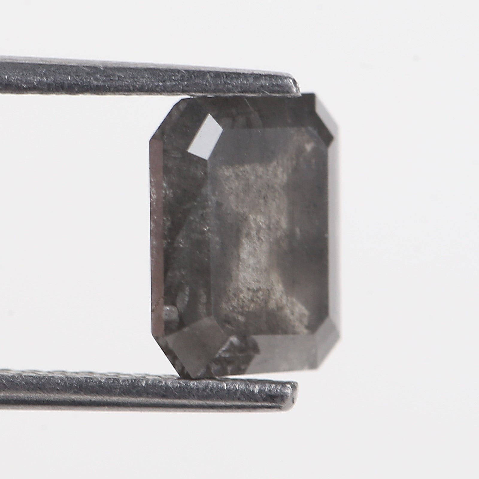 2 Carat Salt And Pepper Diamond Emerald Cut Gray Natural Loose 8.17 MM