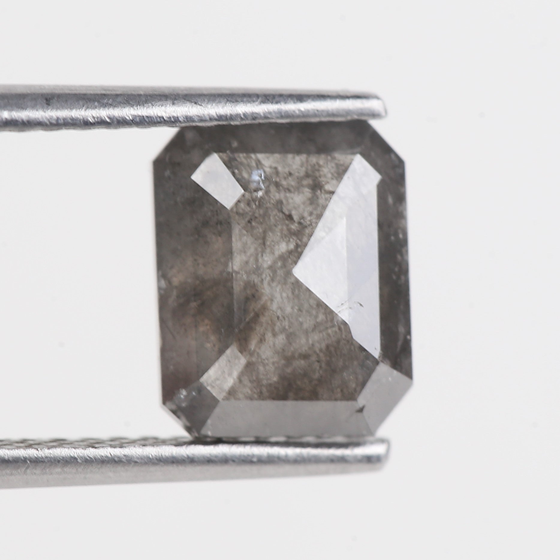 2 Carat Salt And Pepper Diamond Emerald Cut Gray Natural Loose 8.17 MM