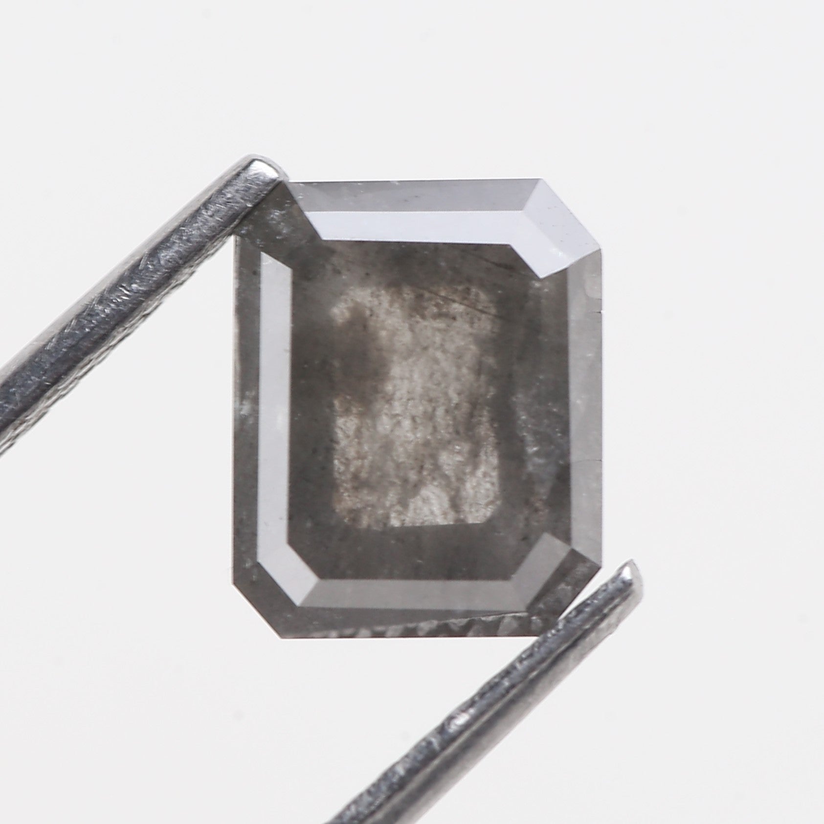 2 Carat Salt And Pepper Diamond Emerald Cut Gray Natural Loose 8.17 MM