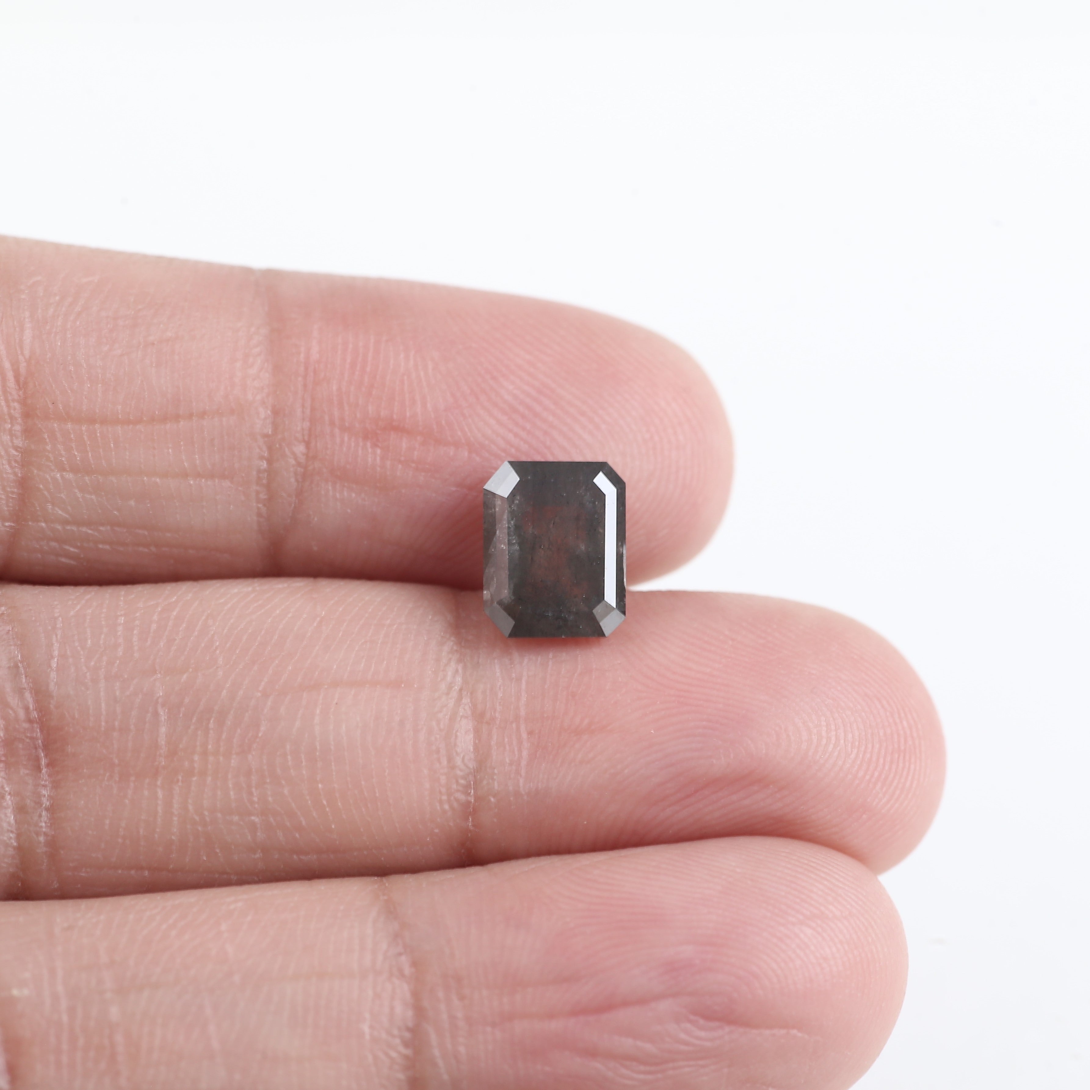 2 Carat Salt And Pepper Diamond Emerald Cut Gray Natural Loose 8.17 MM