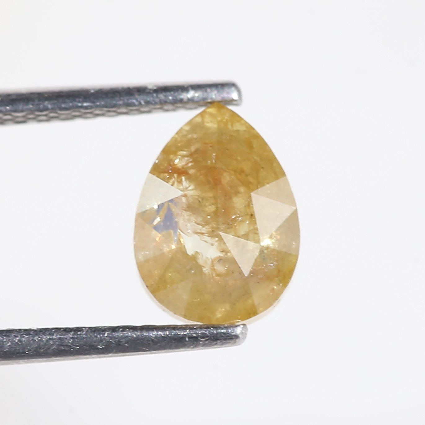 1.3 Carat Yellow Pear Cut Salt and Pepper Diamond 7.8 MM