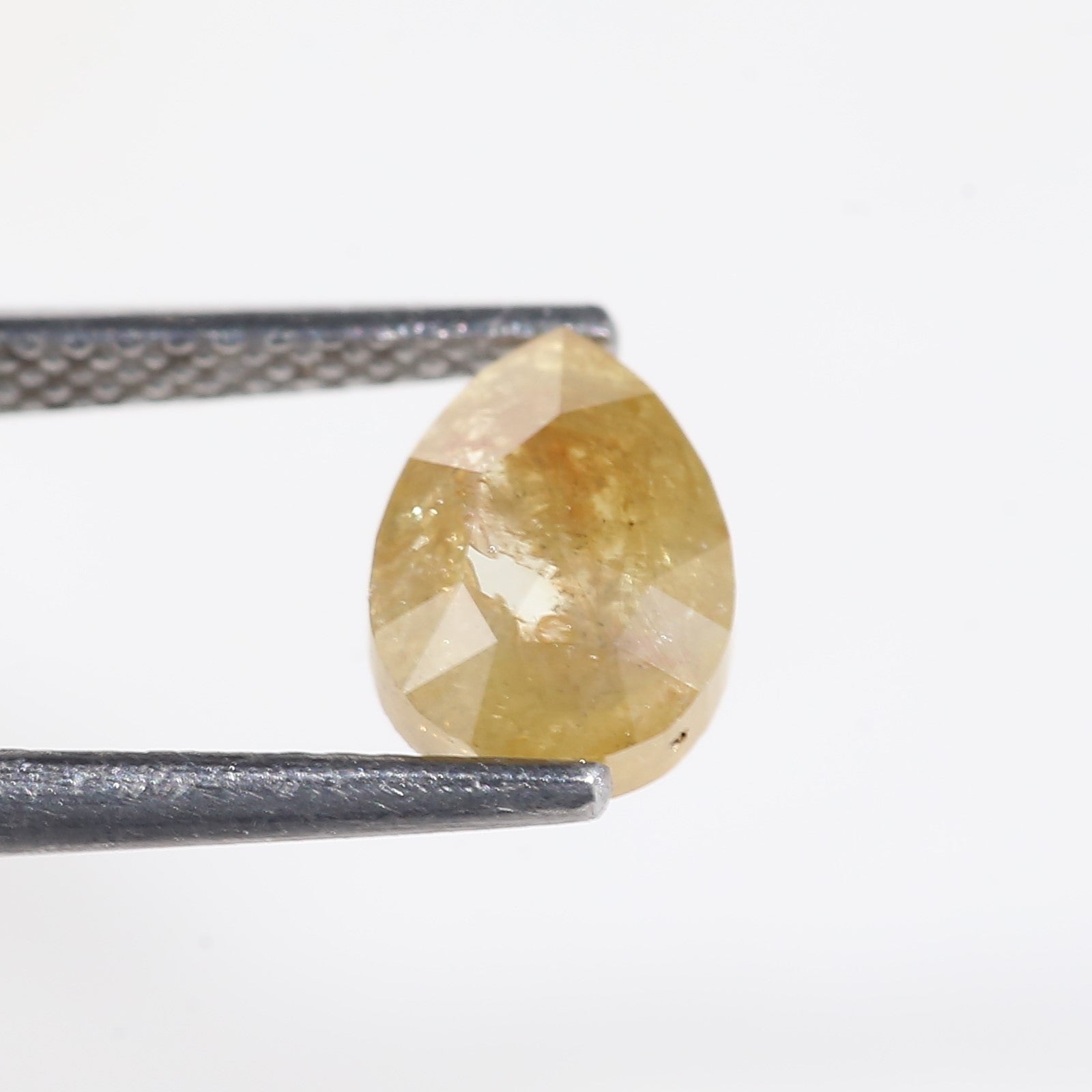 1.3 Carat Yellow Pear Cut Salt and Pepper Diamond 7.8 MM