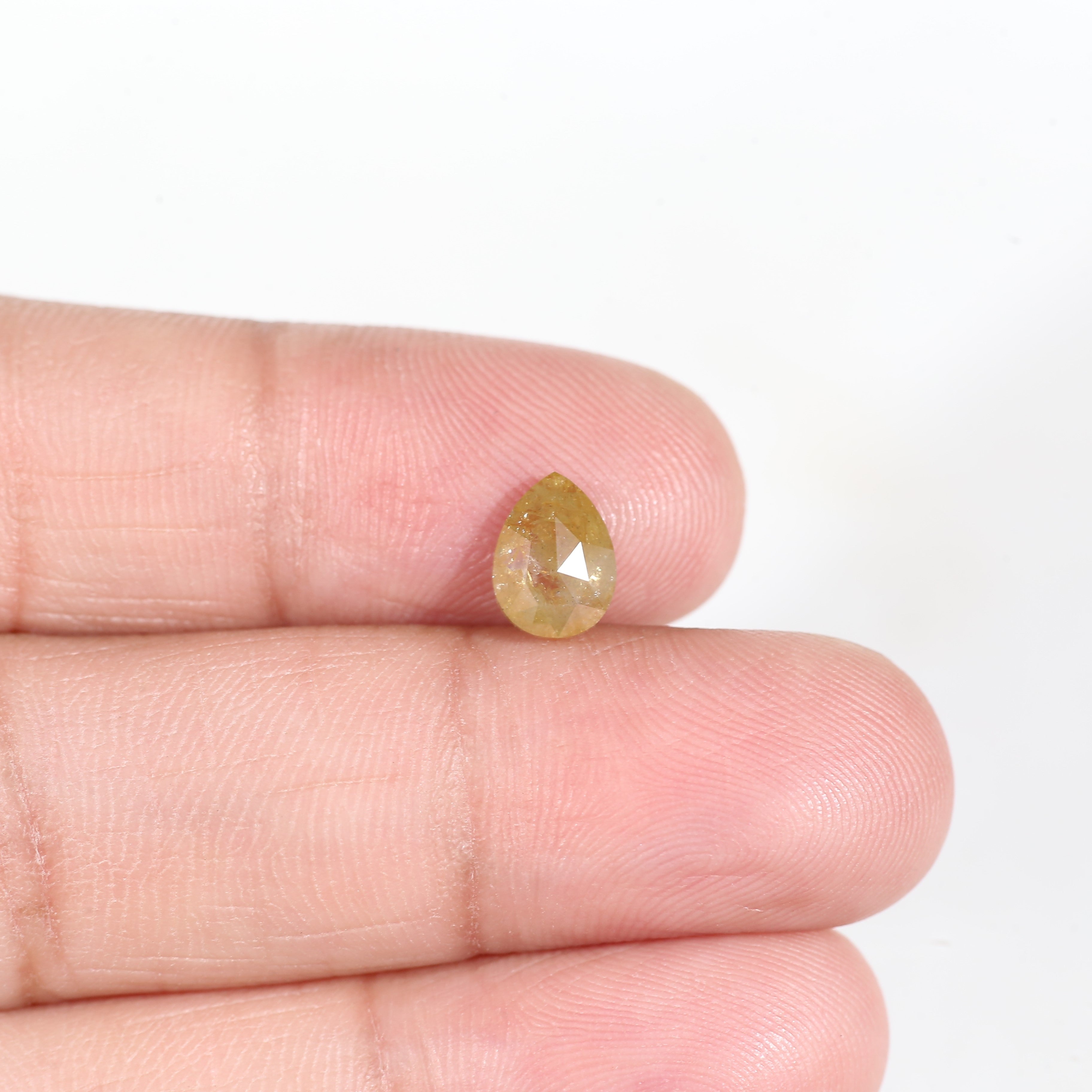 1.3 Carat Yellow Pear Cut Salt and Pepper Diamond 7.8 MM