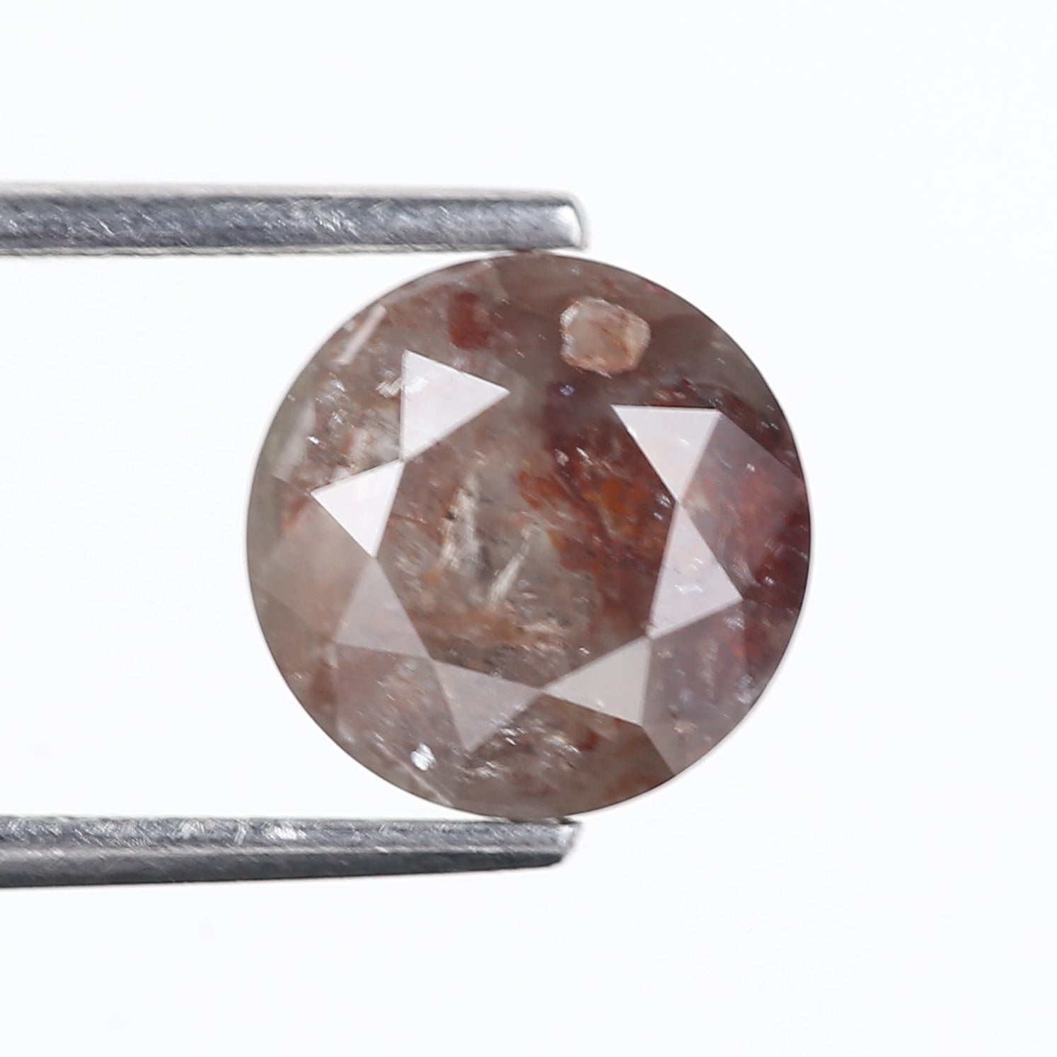 2.39 Carat Natural Round Gray Red Salt and Pepper Diamond 8.01 MM