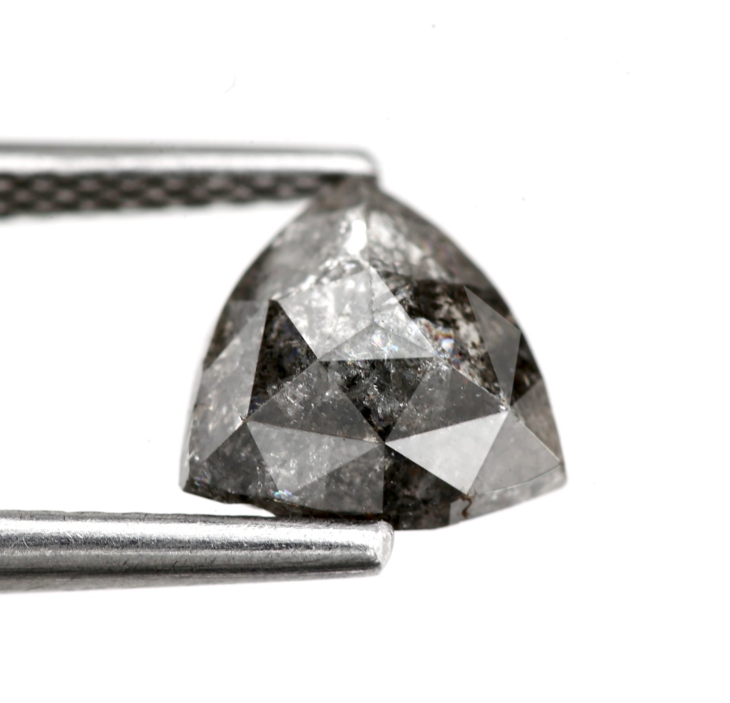 1.75 Carat 7.9 MM Natural Gray Trillion Cut Salt and Pepper Diamond - Blackdiamond