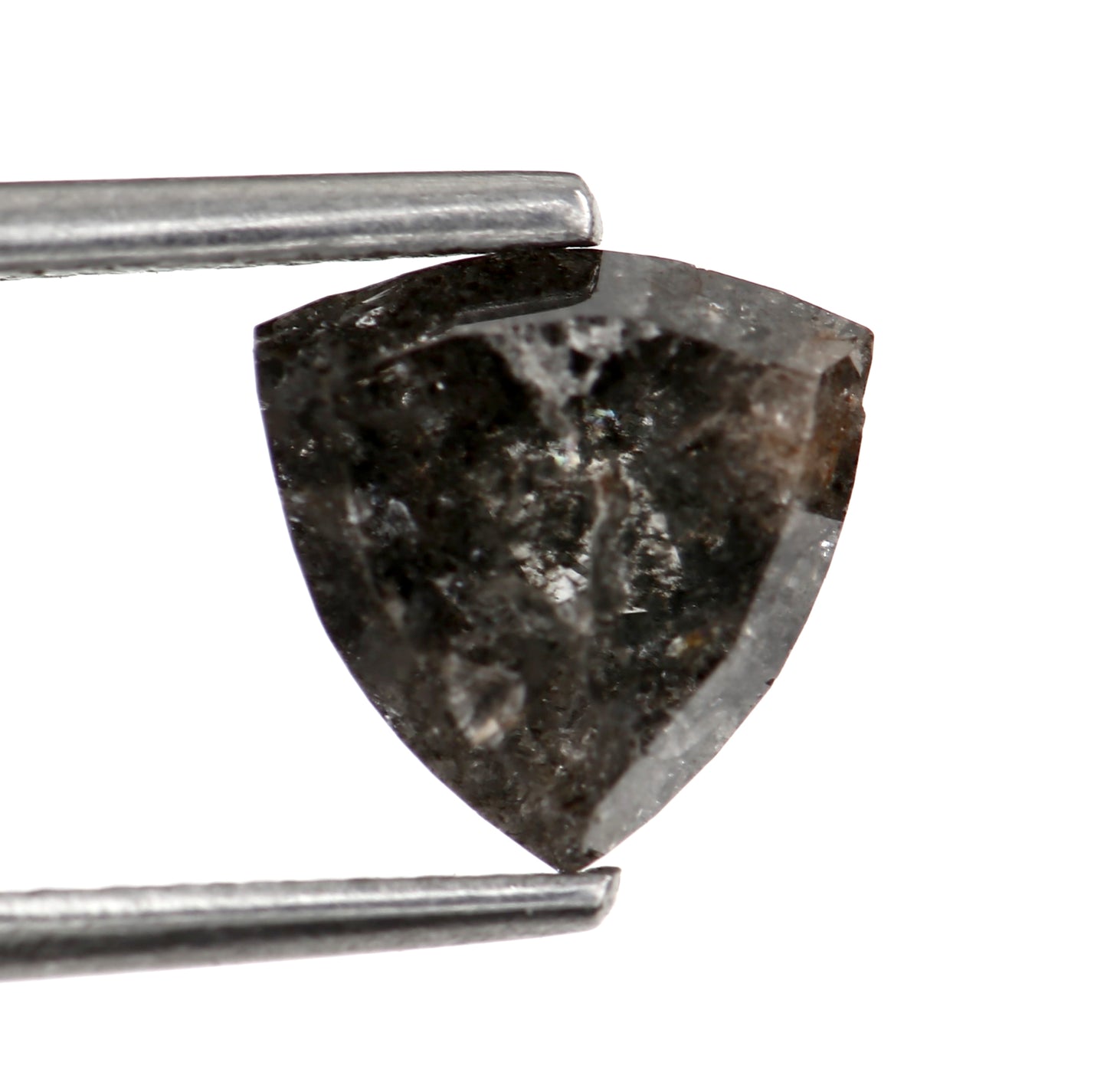 1.75 Carat 7.9 MM Natural Gray Trillion Cut Salt and Pepper Diamond - Blackdiamond