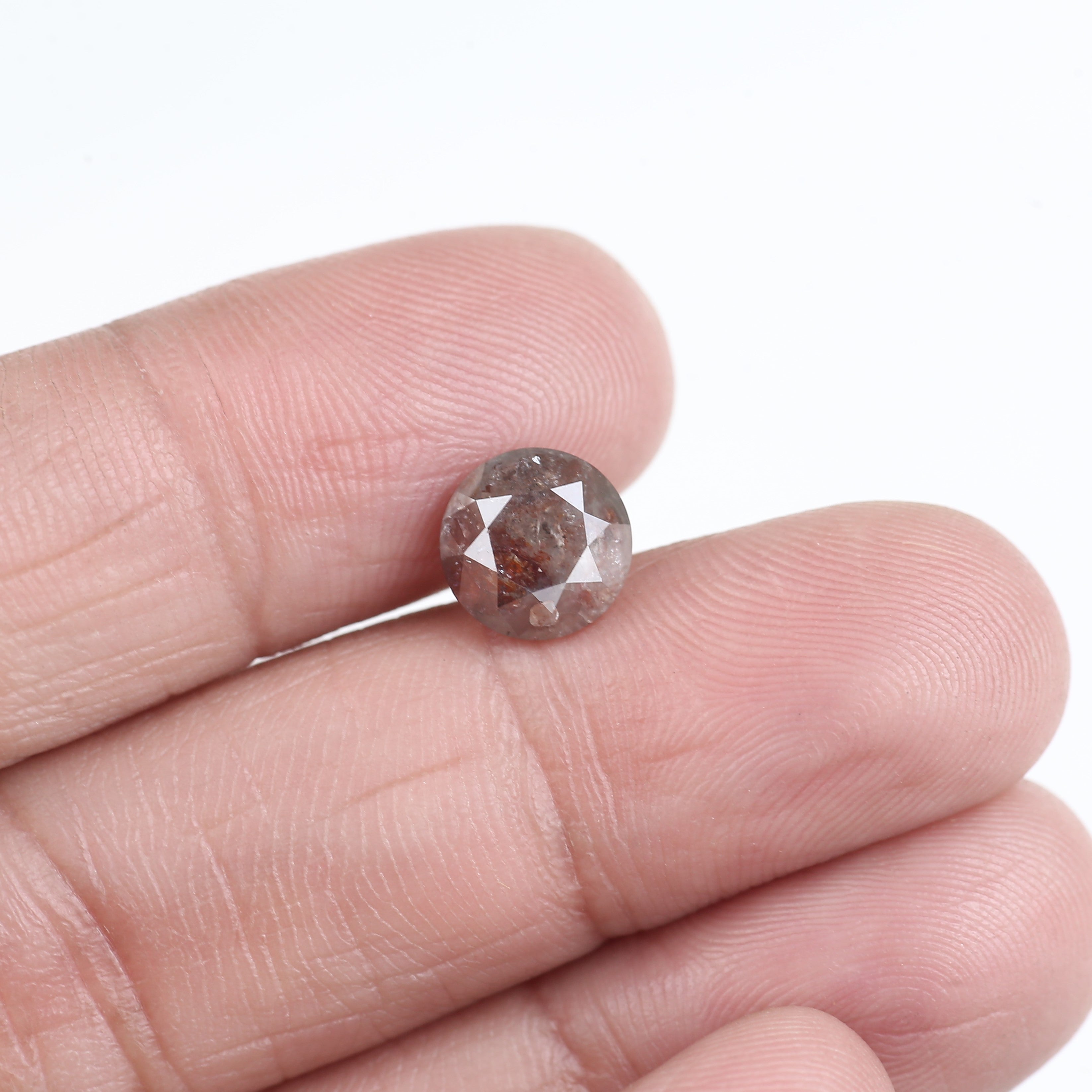 2.39 Carat Natural Round Gray Red Salt and Pepper Diamond 8.01 MM