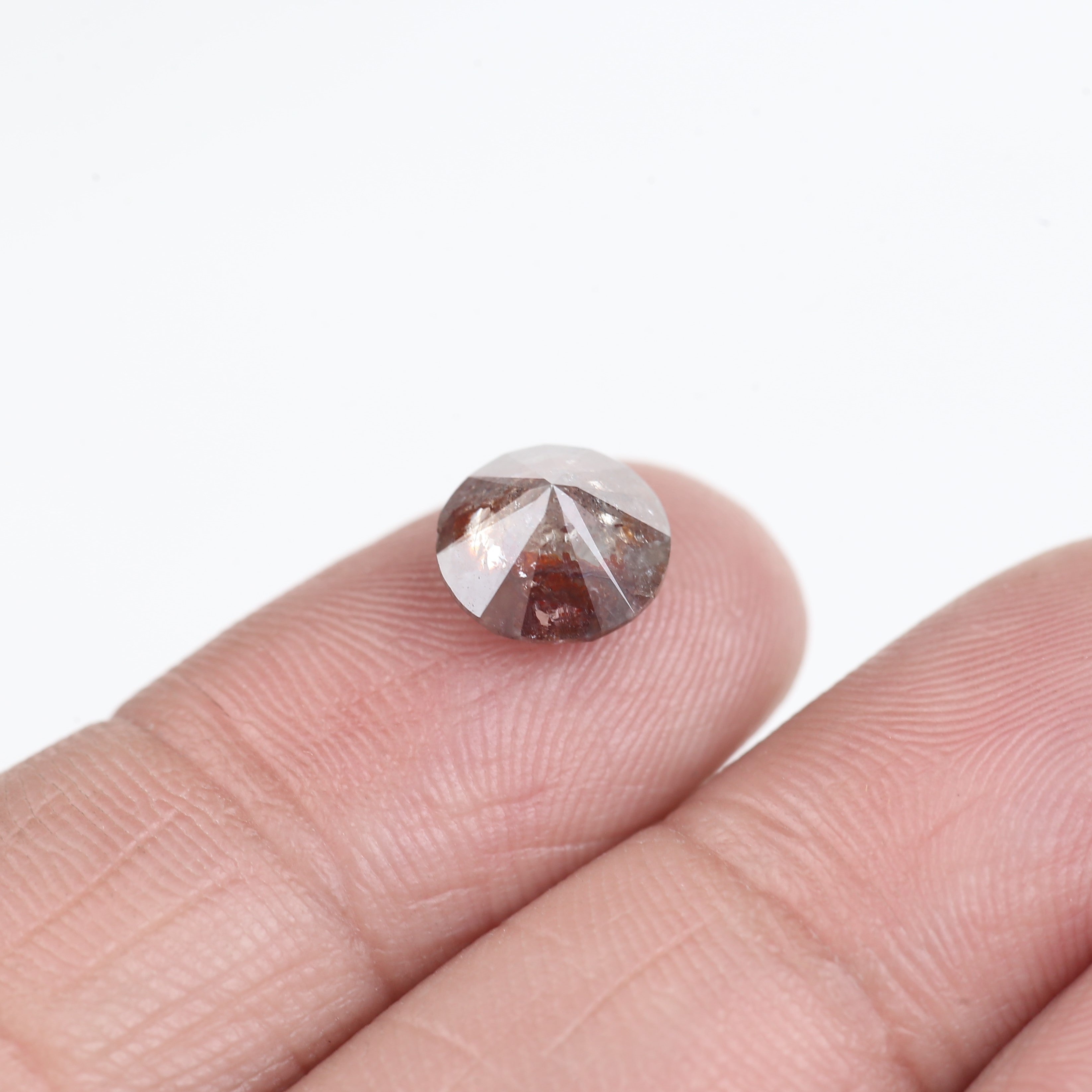 2.39 Carat Natural Round Gray Red Salt and Pepper Diamond 8.01 MM