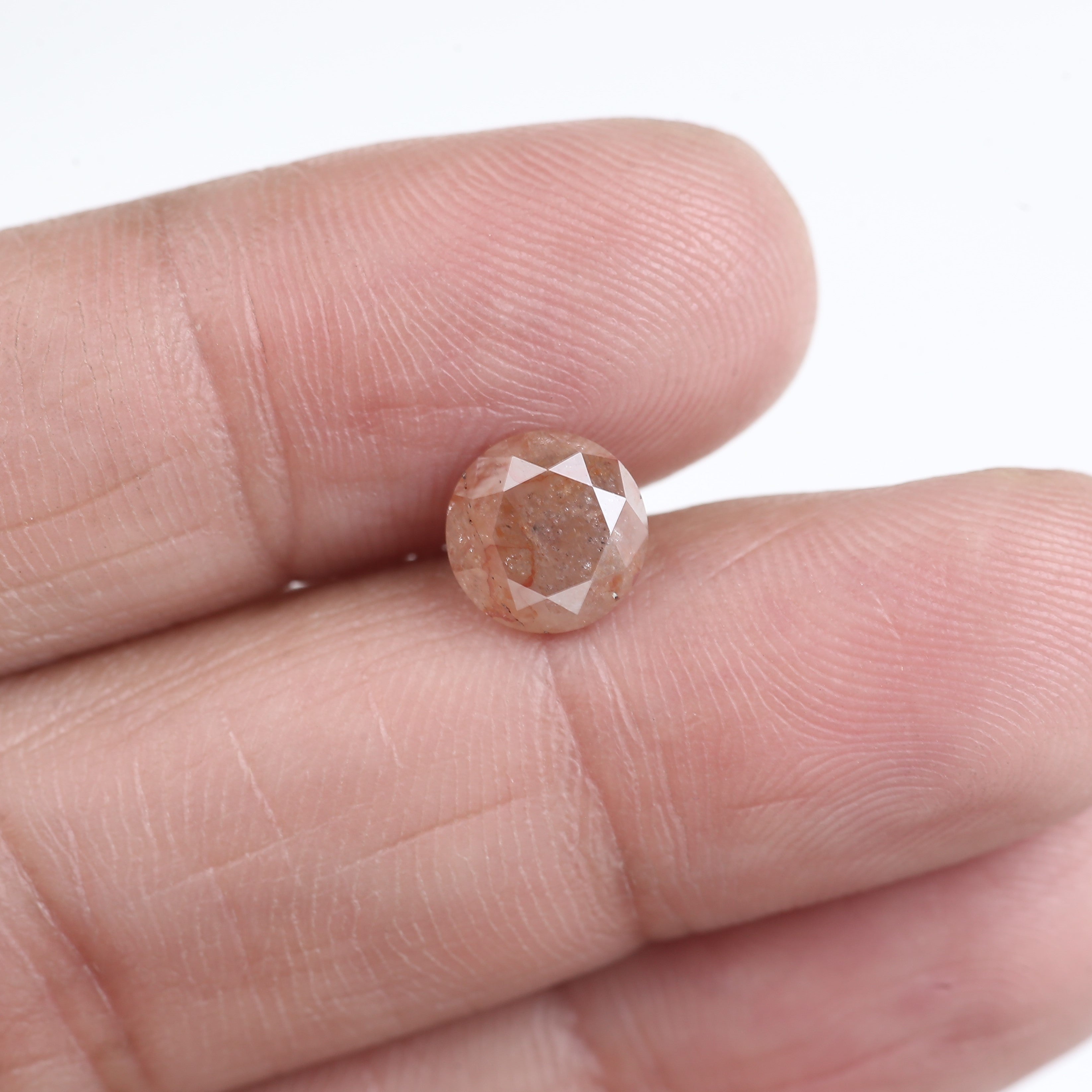 2.19 Carat Natural Round Orange Salt Pepper Diamond 7.37 MM