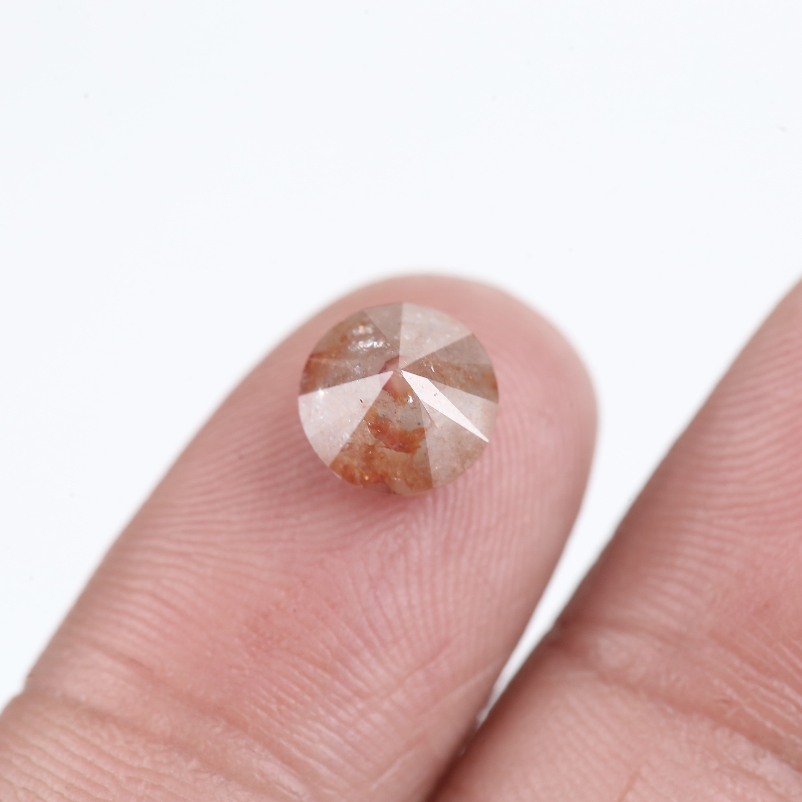 2.19 Carat Natural Round Orange Salt Pepper Diamond 7.37 MM