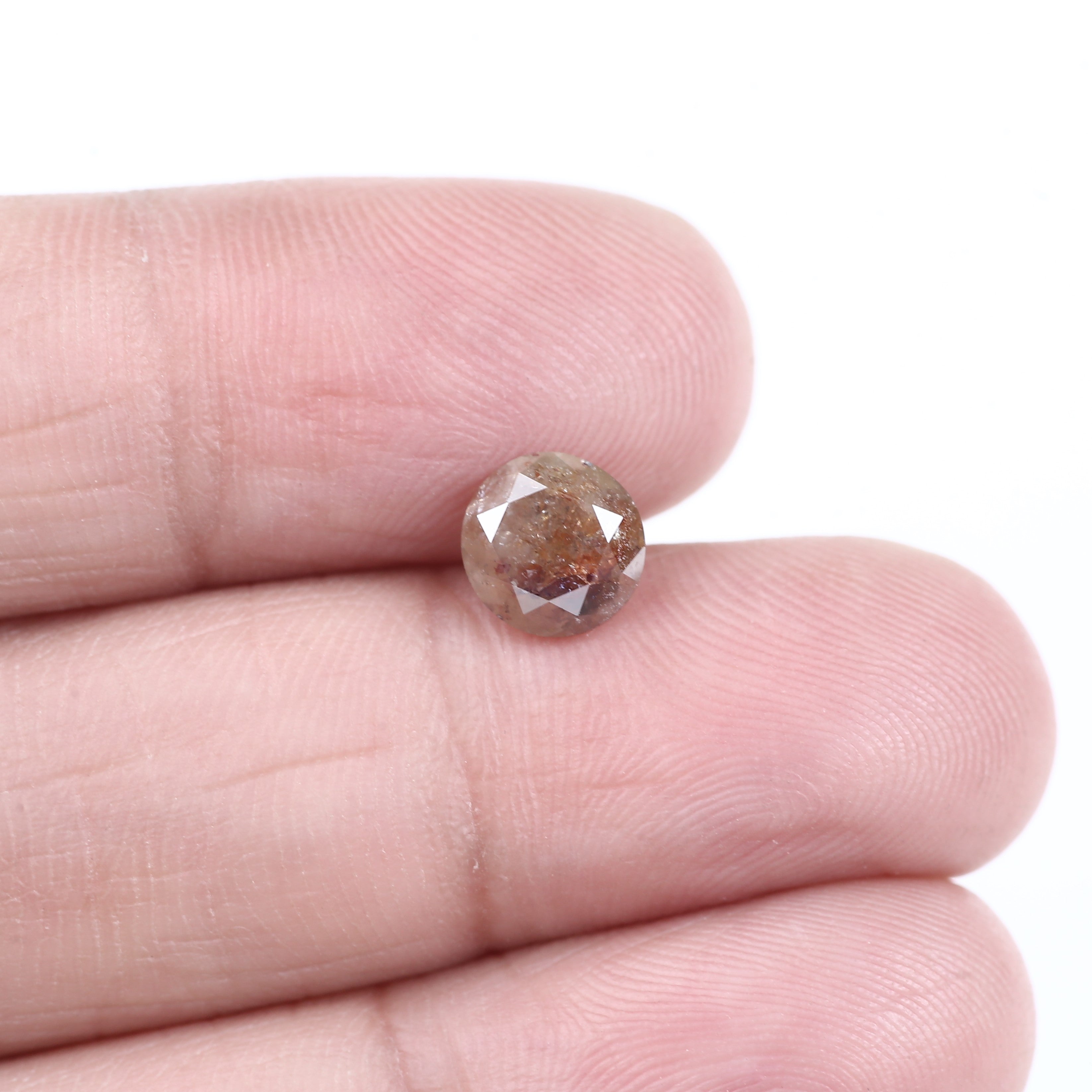 1.56 Carat Red Brown Salt And Pepper Round Cut Natural Diamond 6.83 MM
