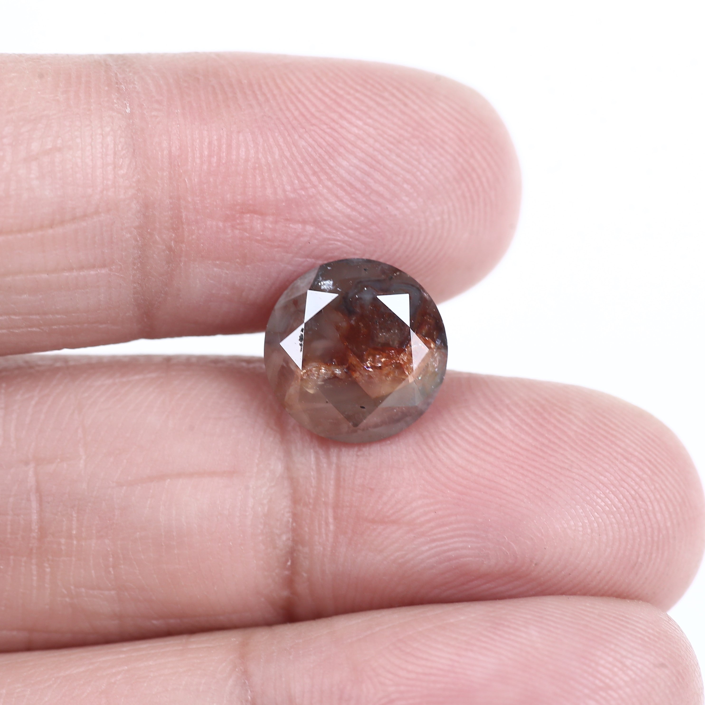 3.83 Carat Red Gray Salt And Pepper Round Cut Natural For Diamond Collector