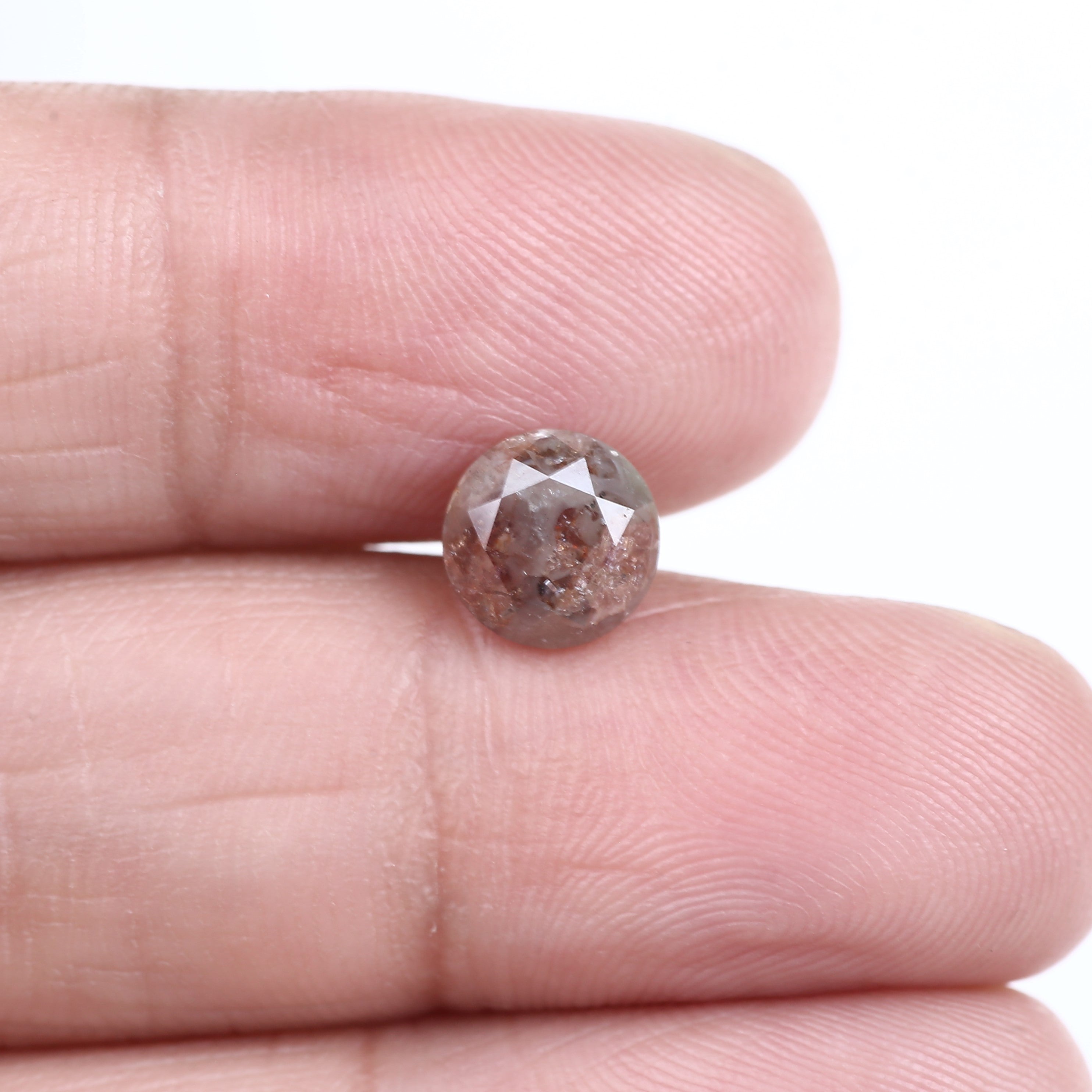 1.85 Carat Natural Round Red Gray Rustic Loose Diamond 7.18 MM