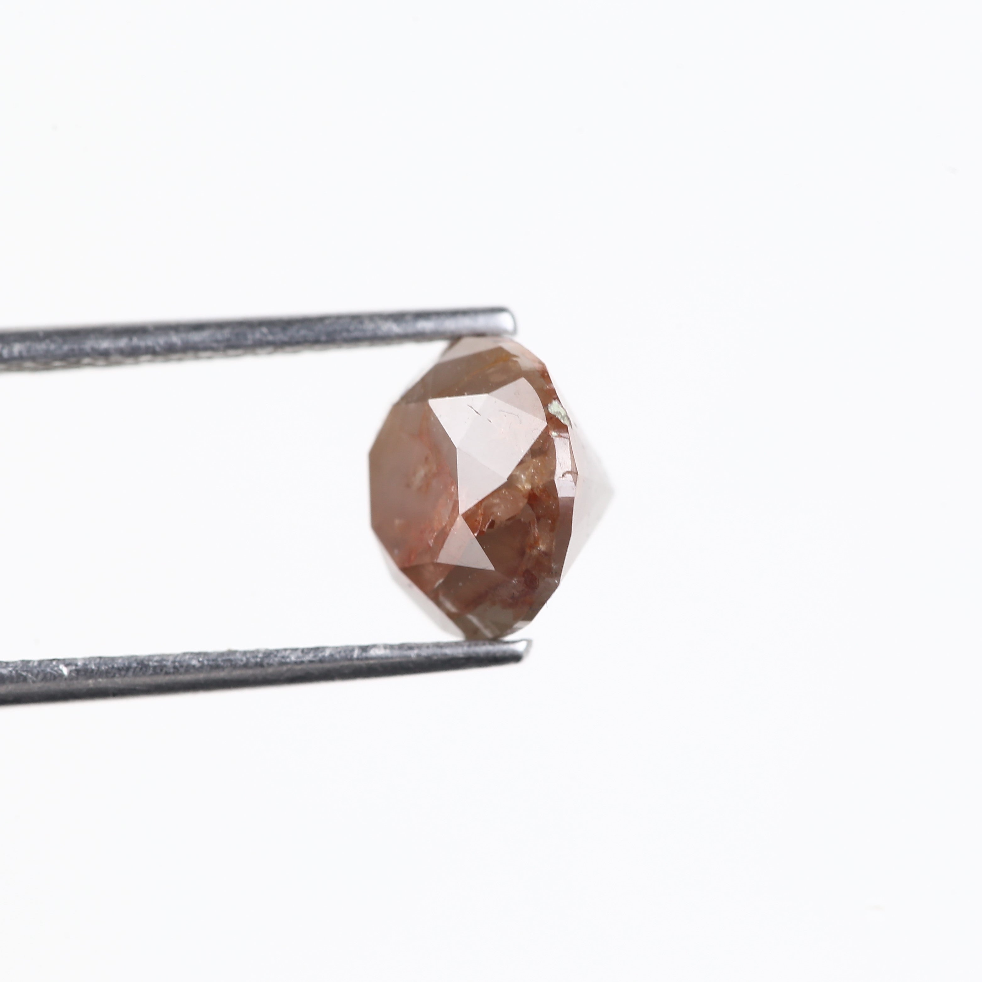 3.11 Carat Natural Round Gray Orange Rustic Diamond 8.34 MM