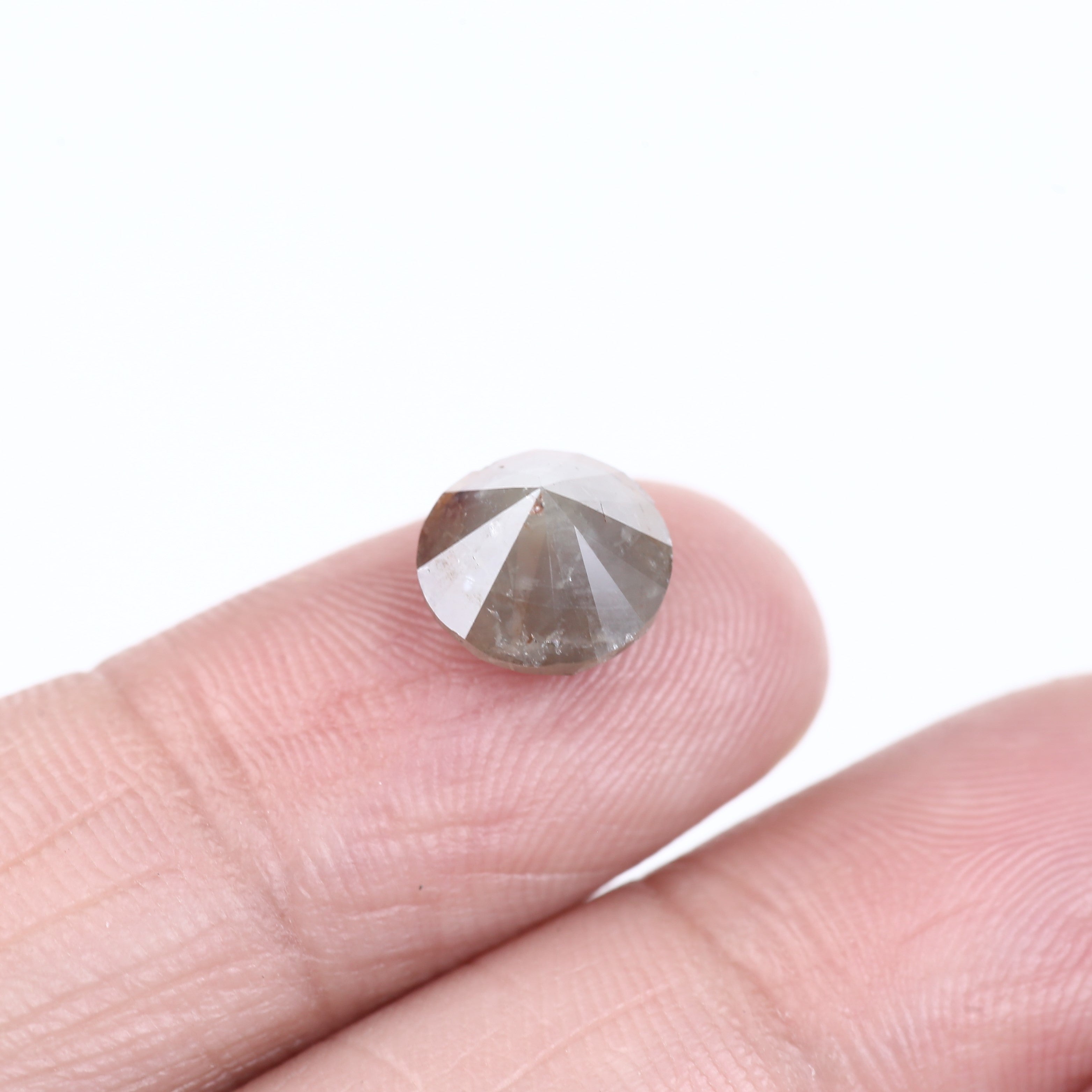 3.11 Carat Natural Round Gray Orange Rustic Diamond 8.34 MM