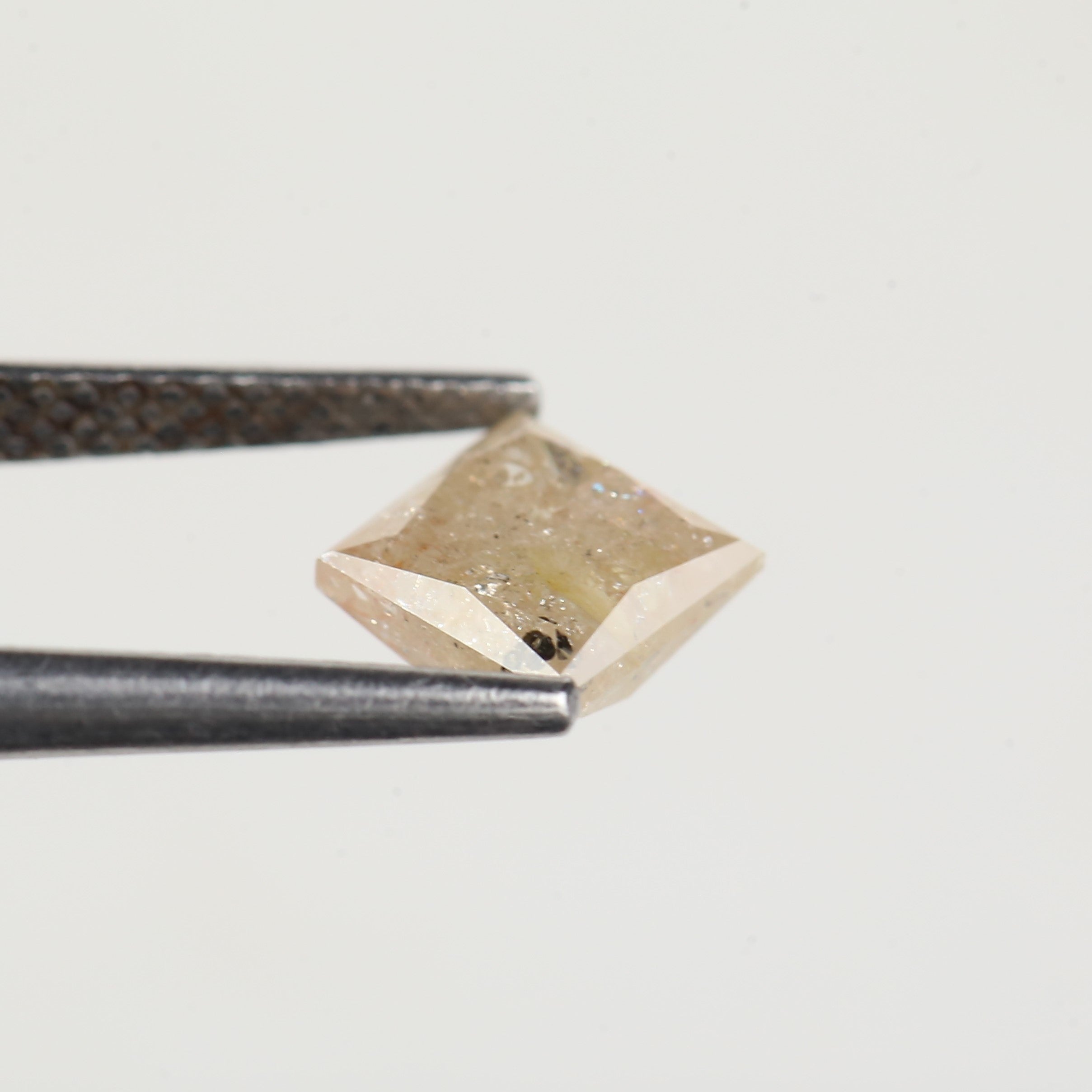 1.51 Carat Princess Cut Yellow Peach Salt and Pepper Diamond 5.9 MM