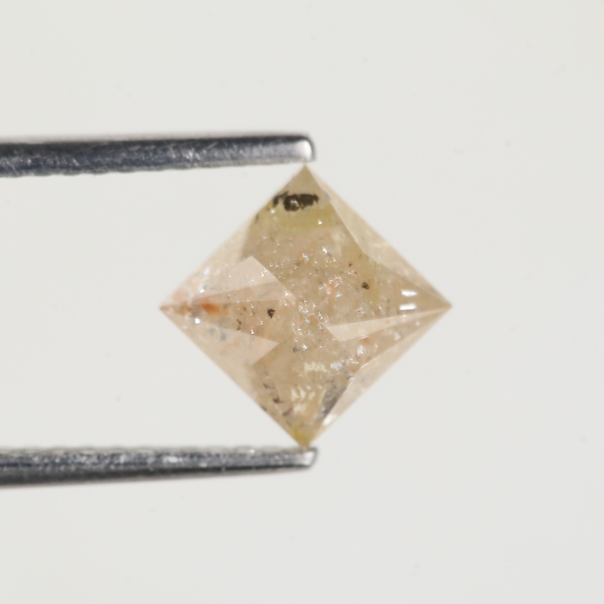 1.51 Carat Princess Cut Yellow Peach Salt and Pepper Diamond 5.9 MM