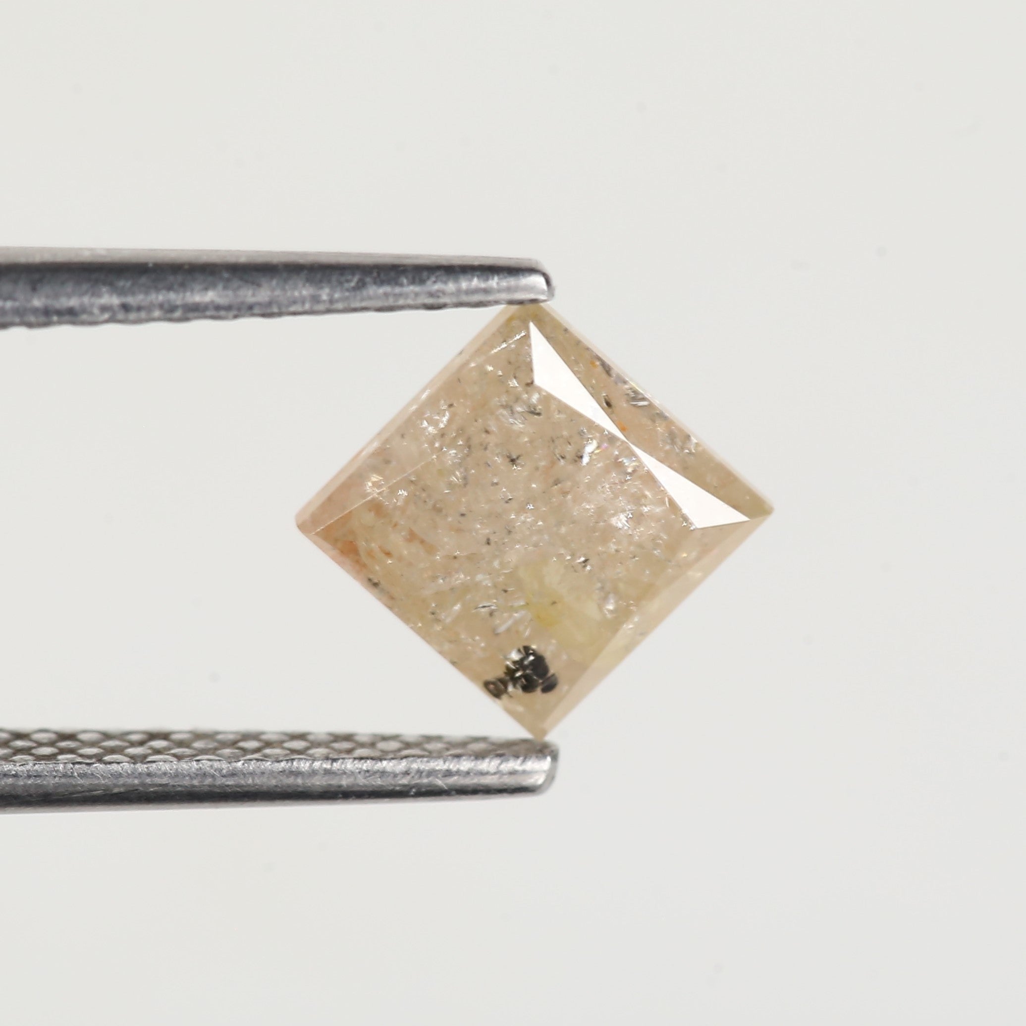 1.51 Carat Princess Cut Yellow Peach Salt and Pepper Diamond 5.9 MM