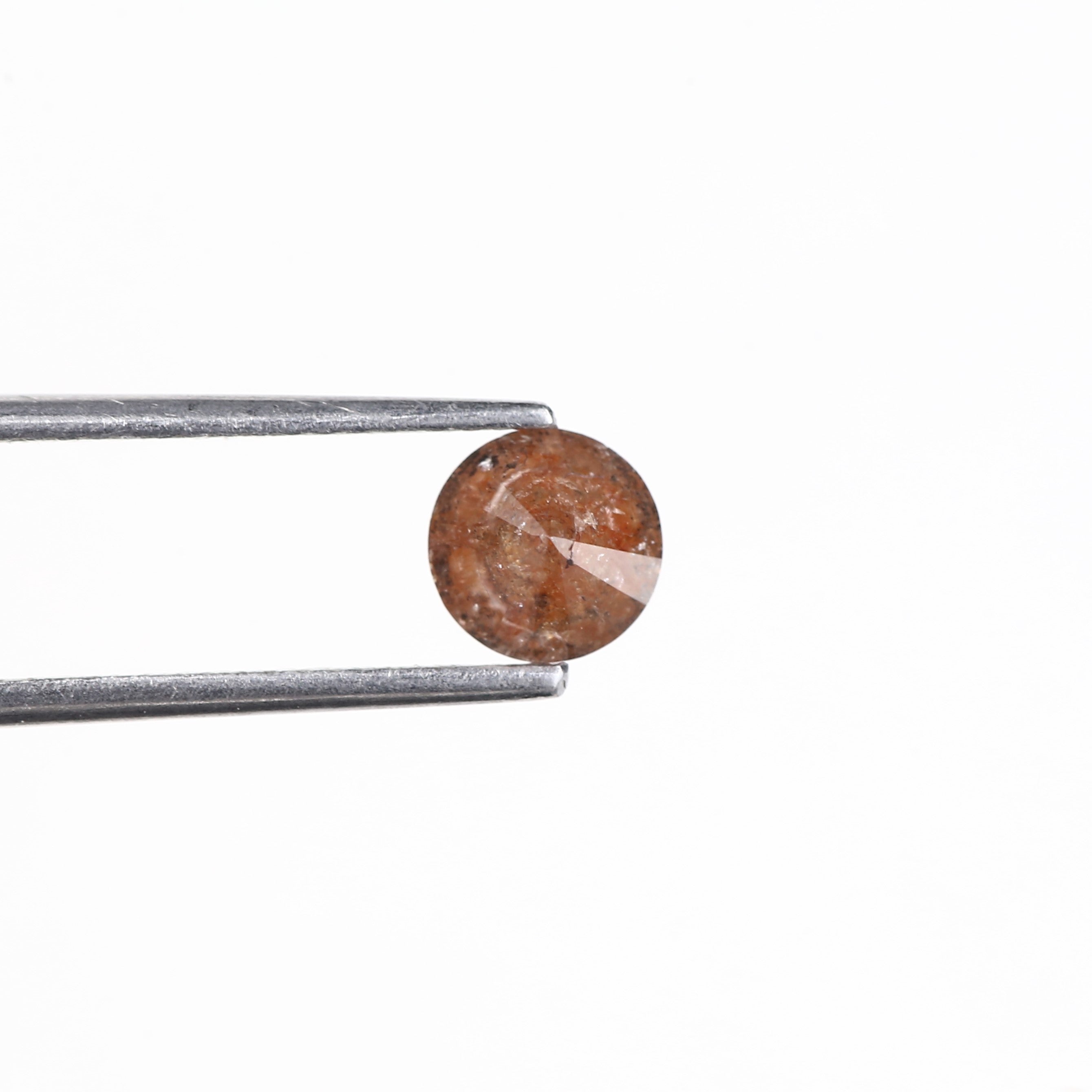 0.96 Carat Natural Reddish Orange Salt And Pepper Round Diamond 5.89 MM