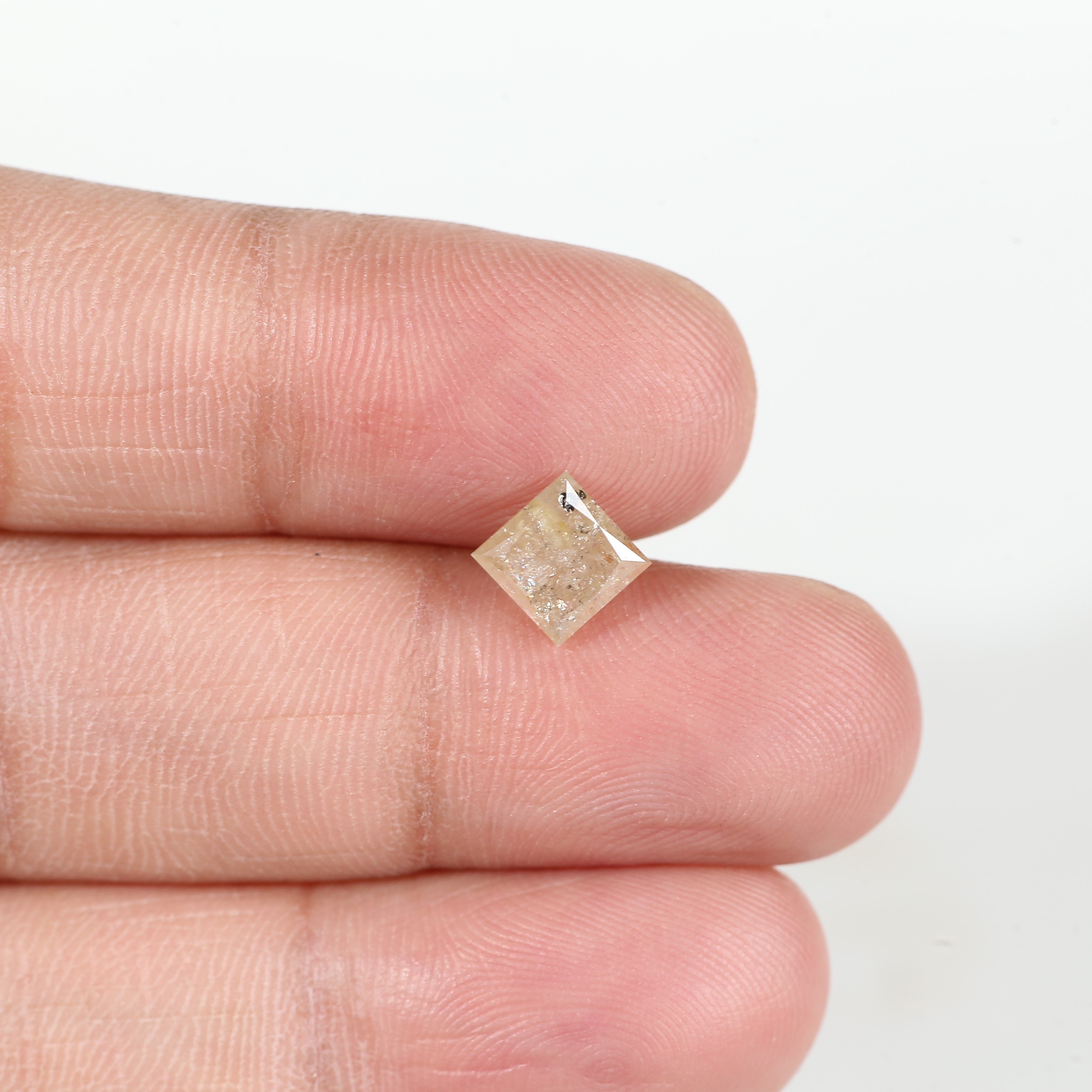 1.51 Carat Princess Cut Yellow Peach Salt and Pepper Diamond 5.9 MM