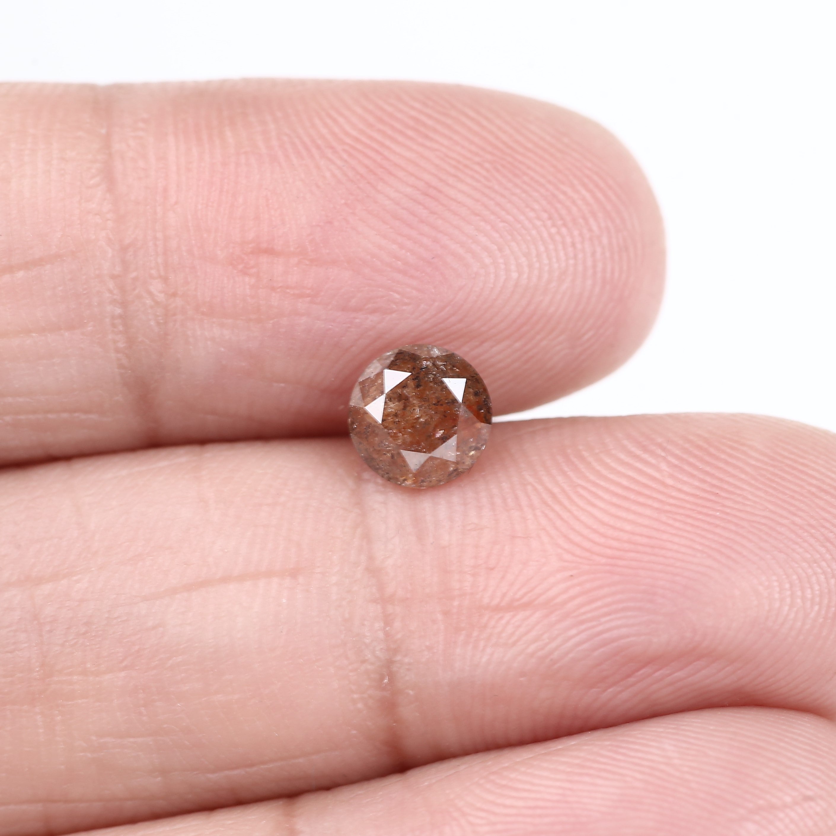 0.96 Carat Natural Reddish Orange Salt And Pepper Round Diamond 5.89 MM