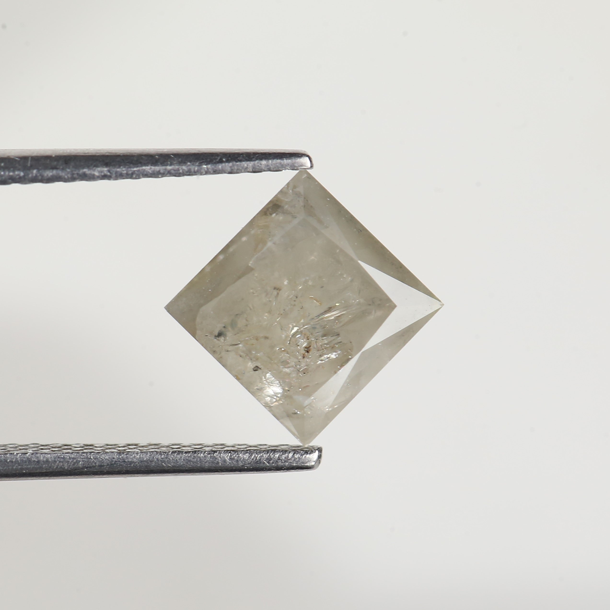 2.40 Carat Natural Princess Cut Salt and Pepper Diamond 7.3 MM