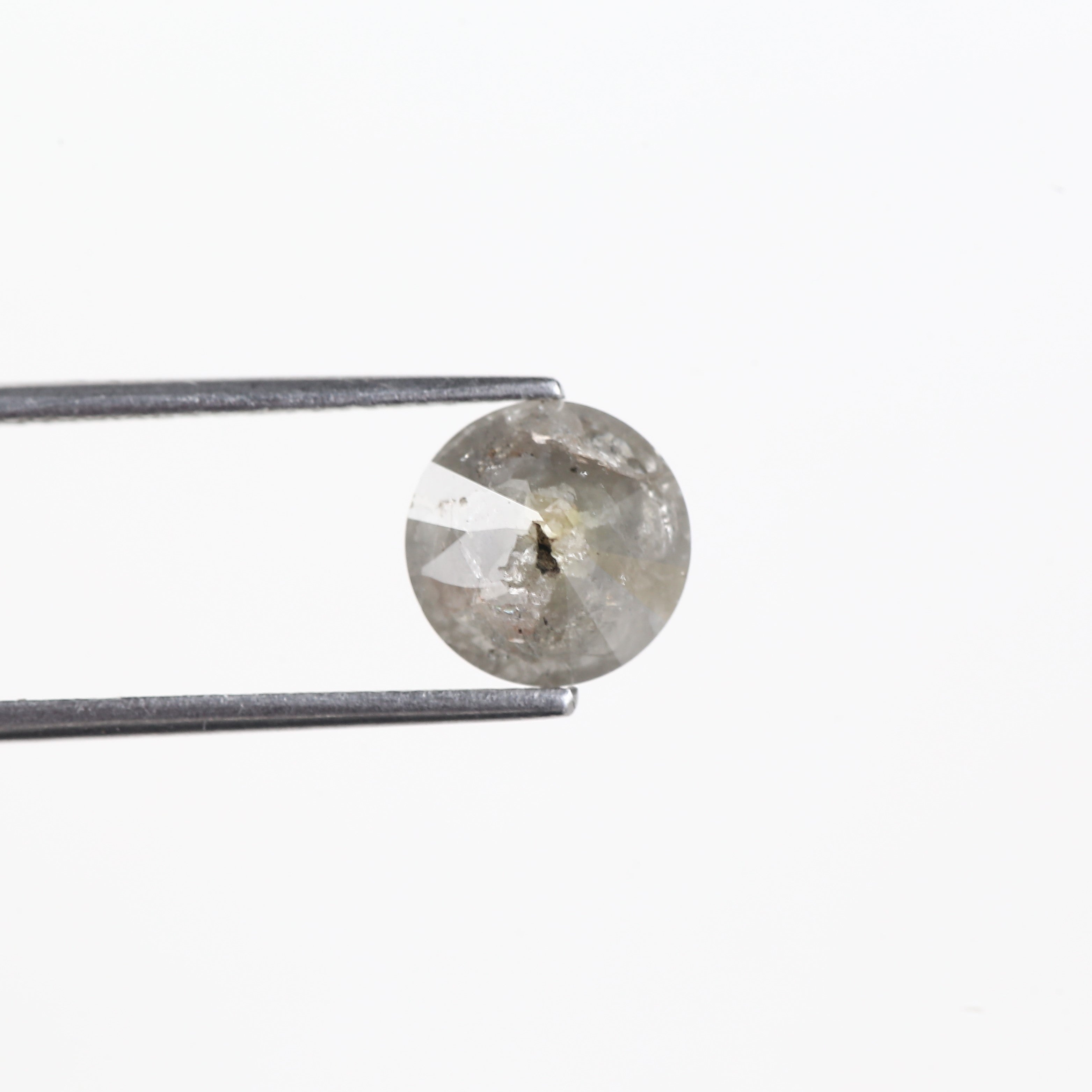 2.57 Carat Natural Grey Round Salt And Pepper Diamond 8.41 MM