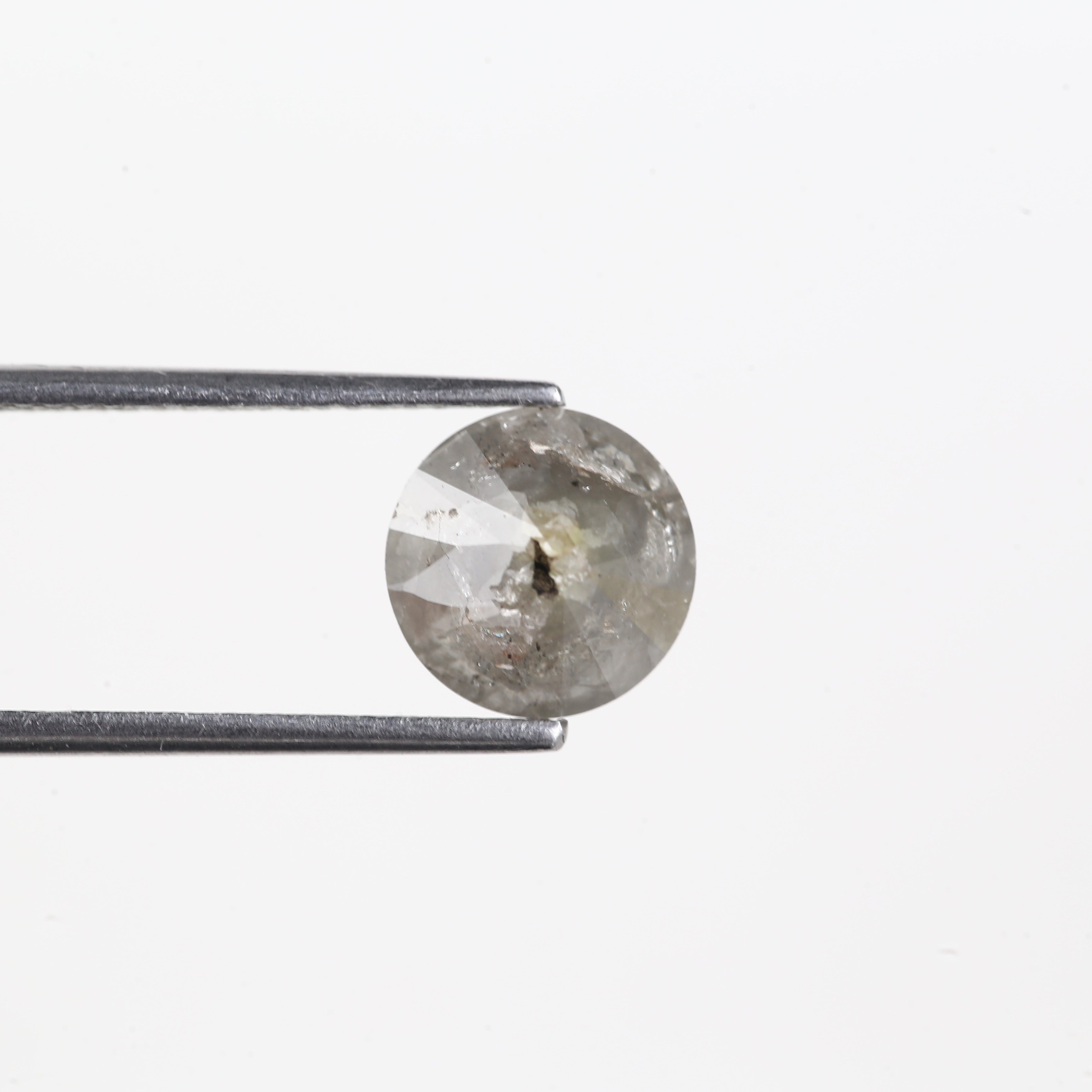 2.57 Carat Natural Grey Round Salt And Pepper Diamond 8.41 MM