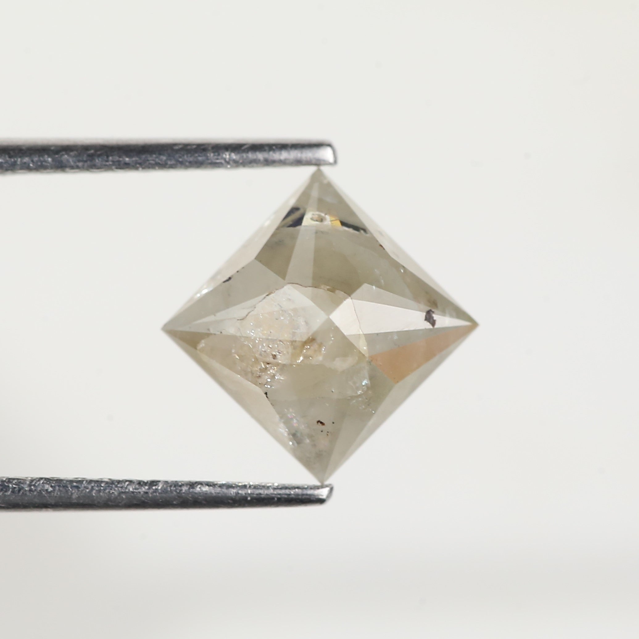 2.40 Carat Natural Princess Cut Salt and Pepper Diamond 7.3 MM