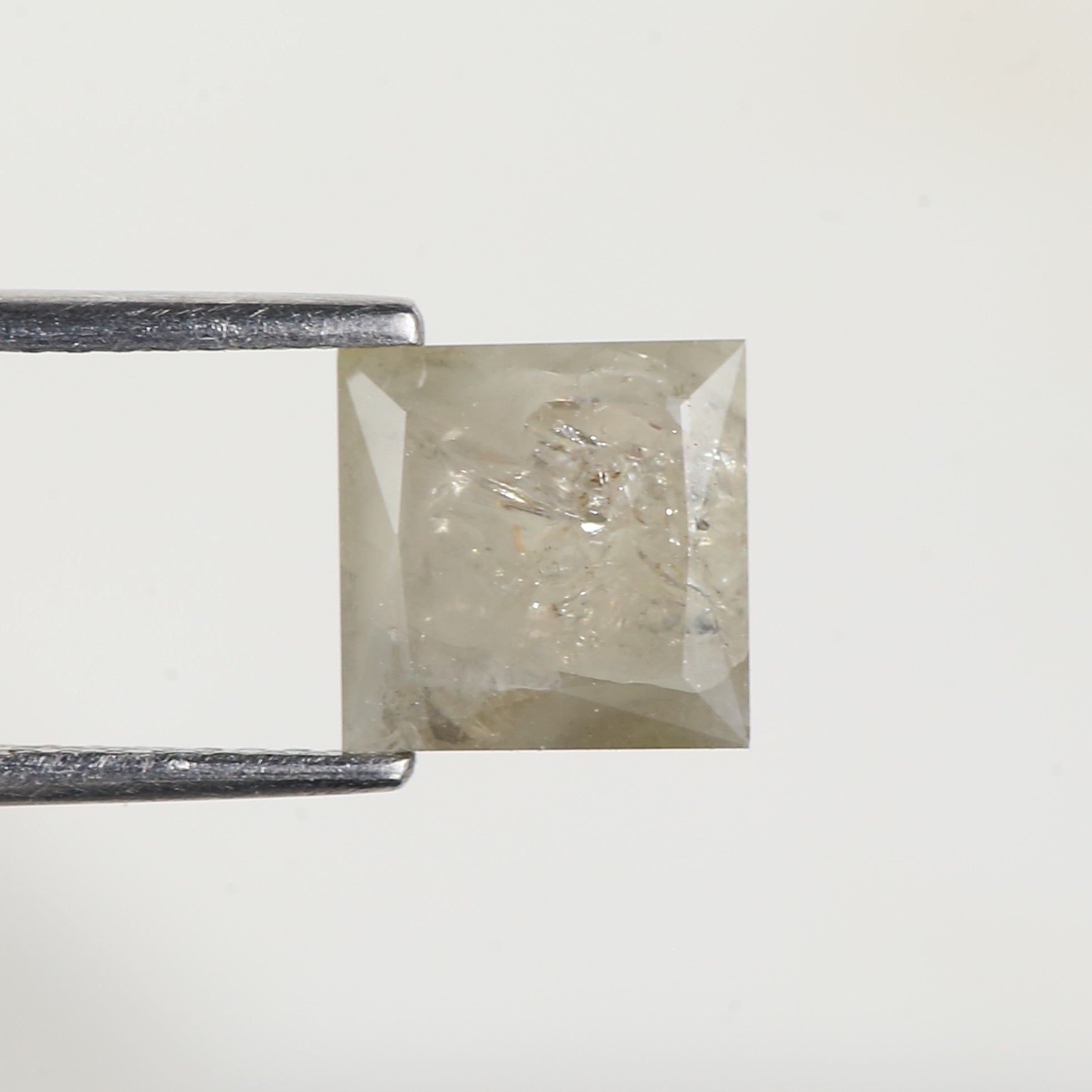 2.40 Carat Natural Princess Cut Salt and Pepper Diamond 7.3 MM