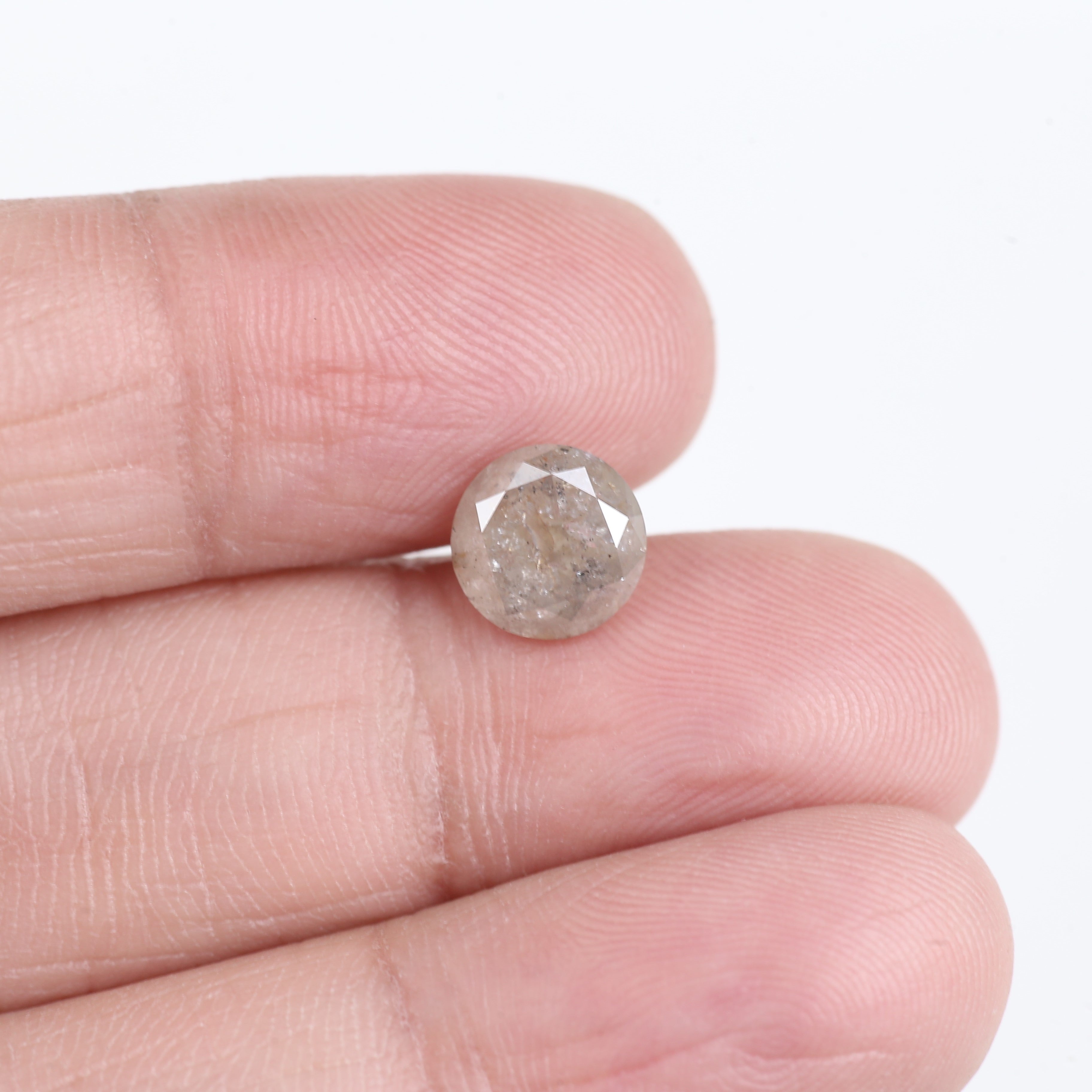 1.89 Carat Natural Icy Gray Round Cut Salt And Pepper Diamond 7.50 MM