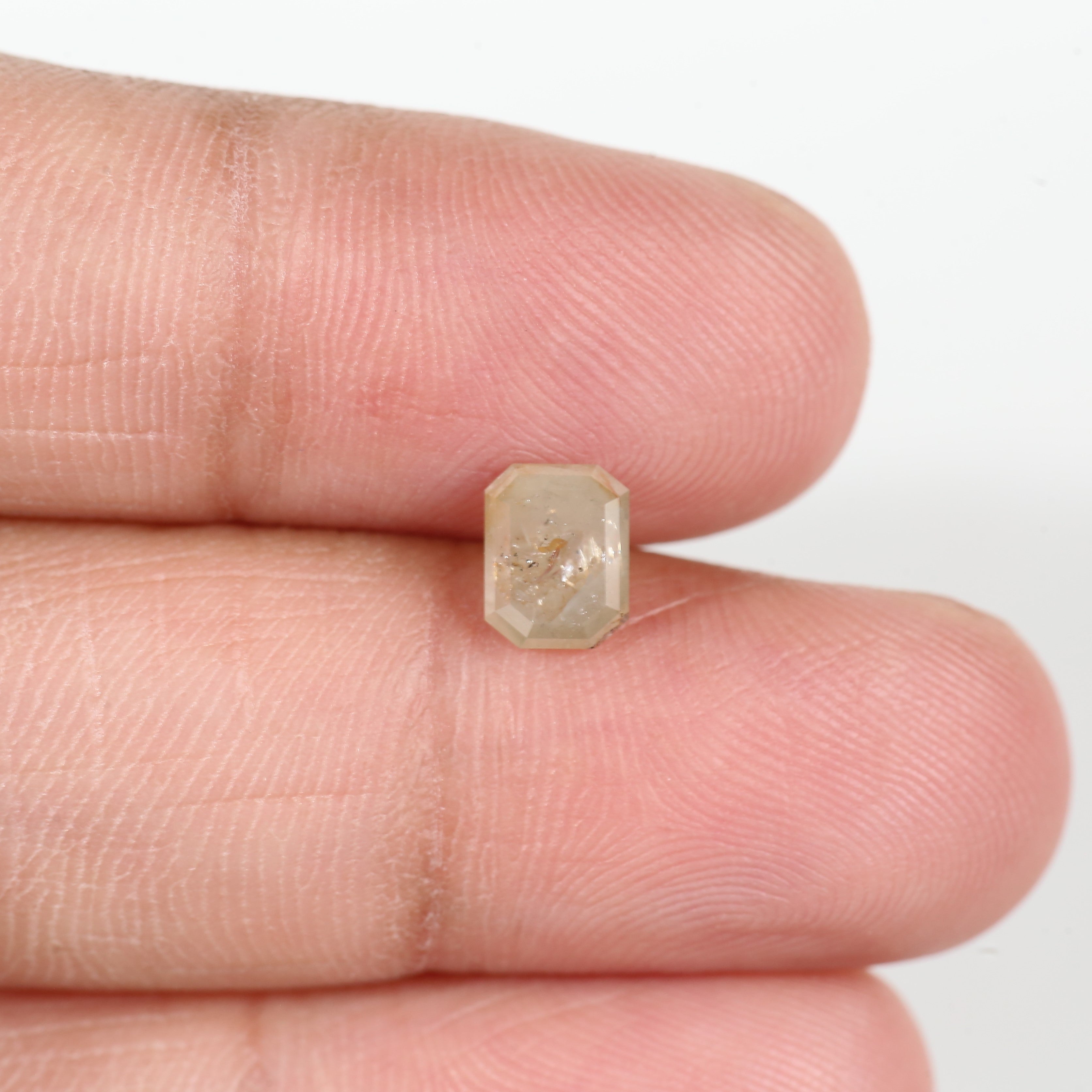 0.97 Carat Emerald Cut Salt and Pepper Natural Diamond 6.5 MM