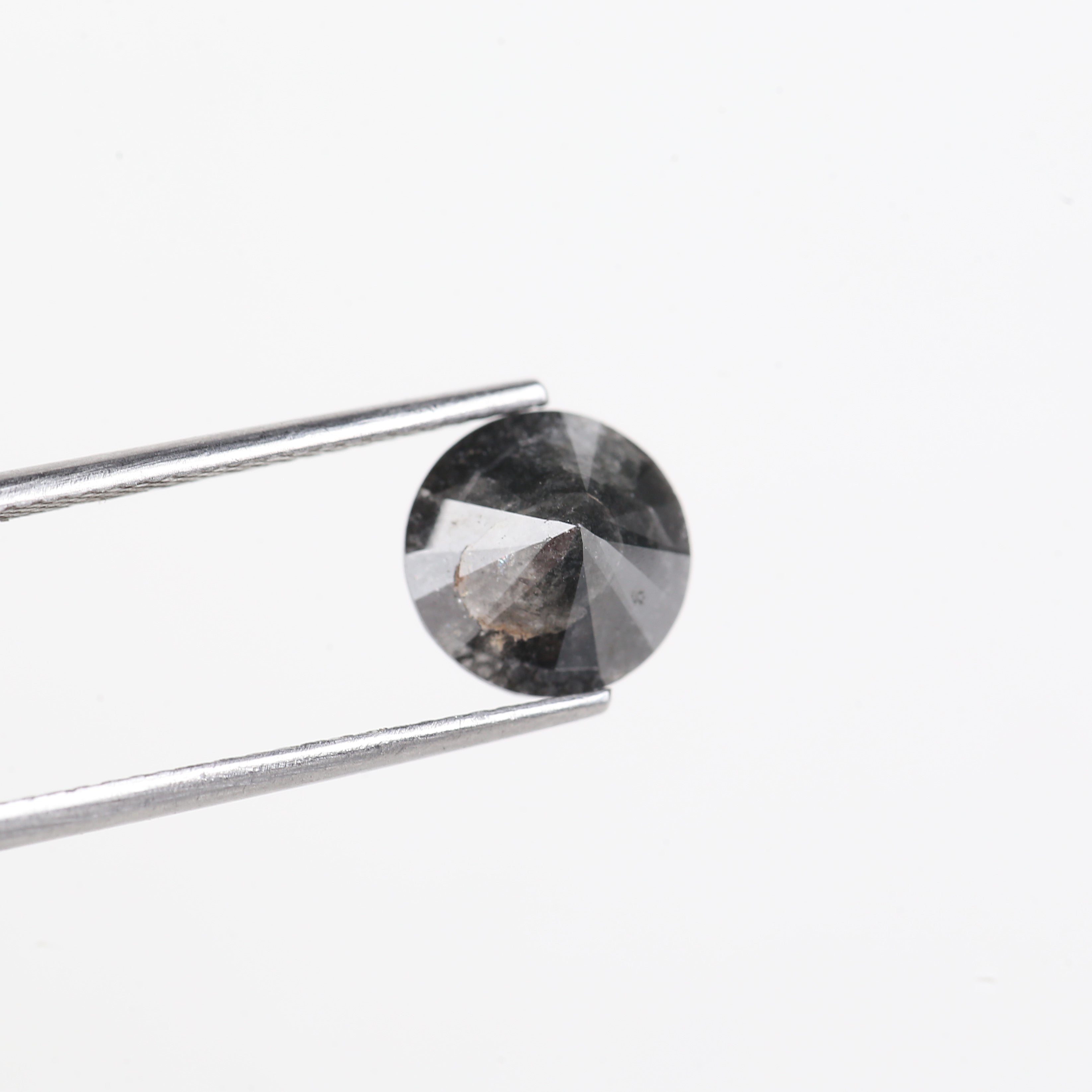 2.65 Carat Natural Fancy Black Round Salt And Pepper Diamond 8.90 MM