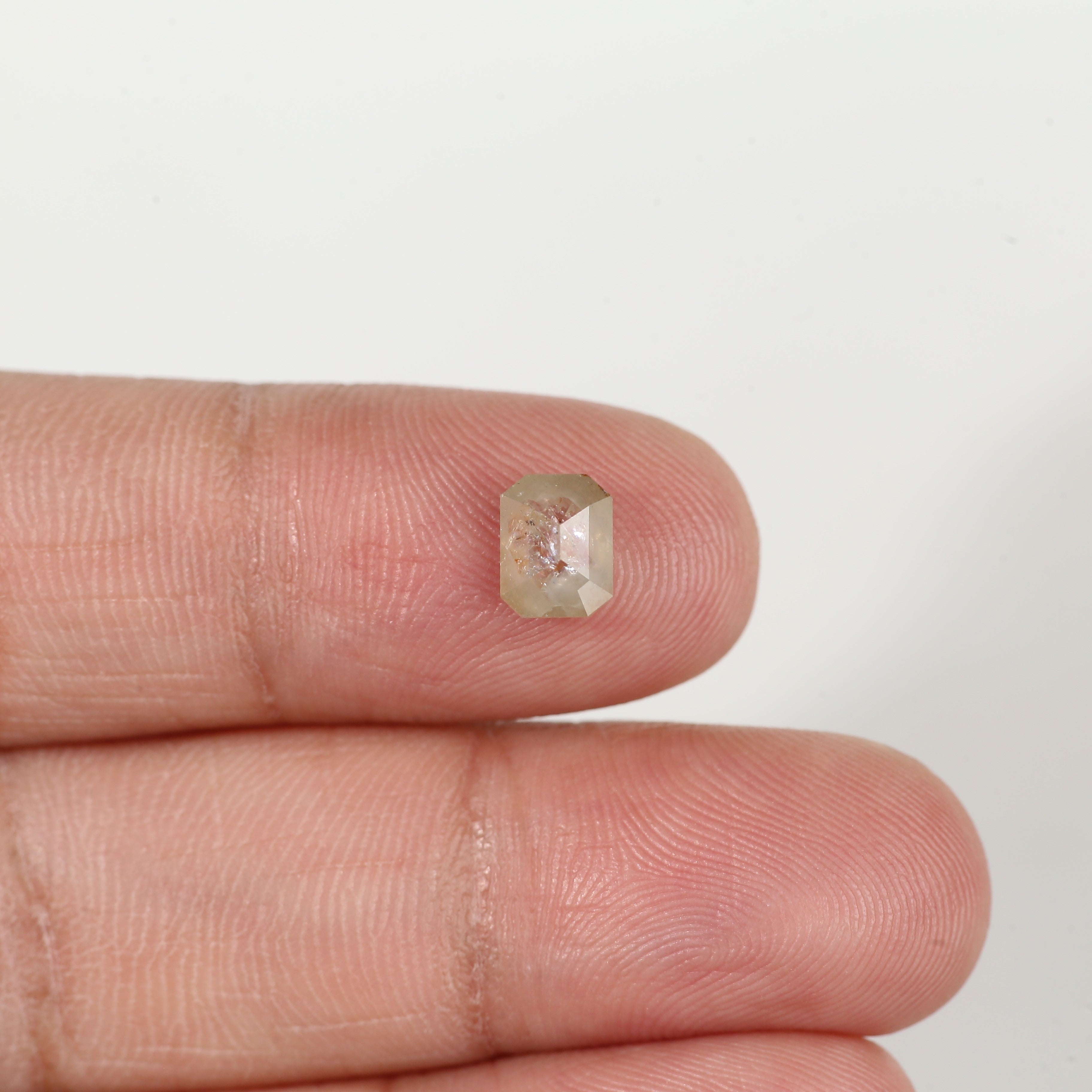 0.97 Carat Emerald Cut Salt and Pepper Natural Diamond 6.5 MM