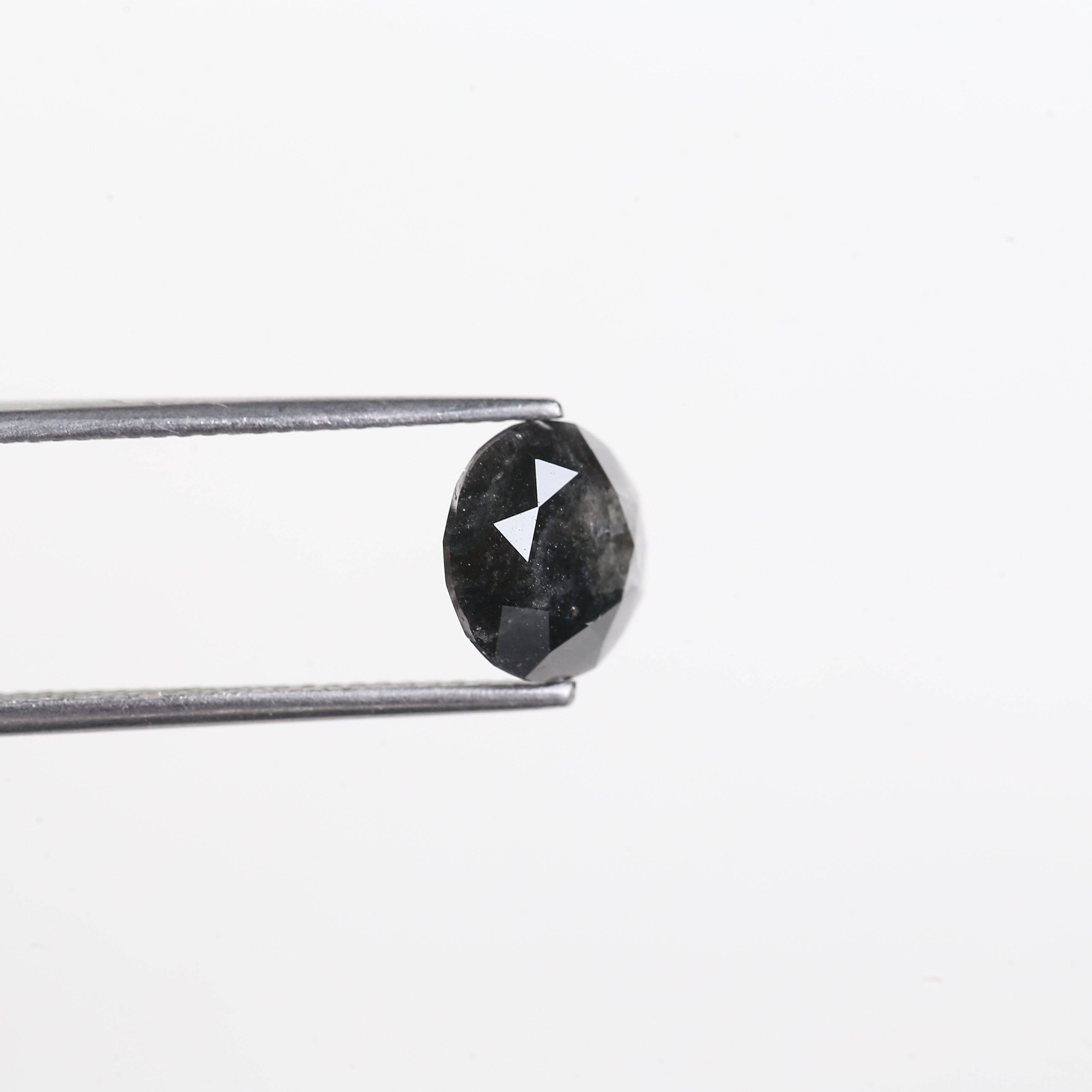 2.65 Carat Natural Fancy Black Round Salt And Pepper Diamond 8.90 MM