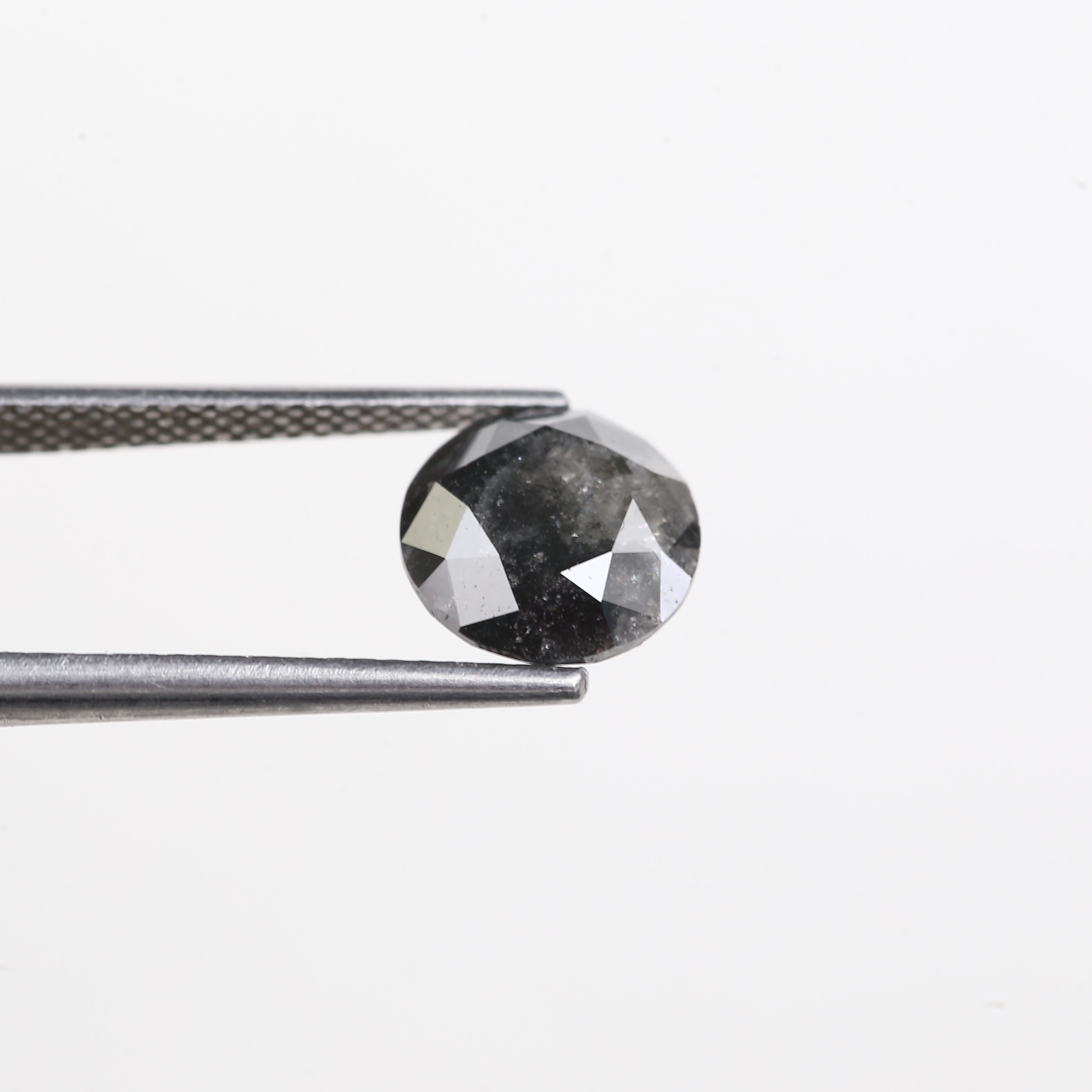 2.65 Carat Natural Fancy Black Round Salt And Pepper Diamond 8.90 MM
