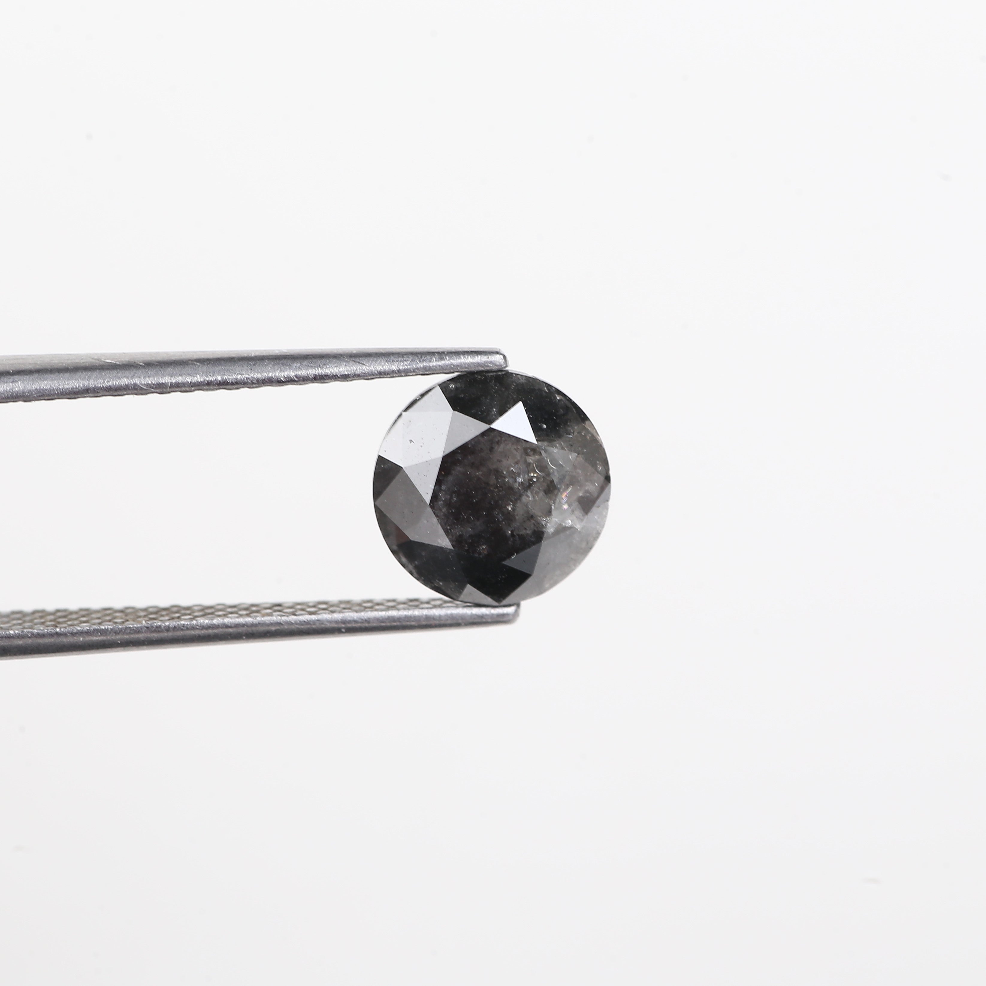 2.65 Carat Natural Fancy Black Round Salt And Pepper Diamond 8.90 MM